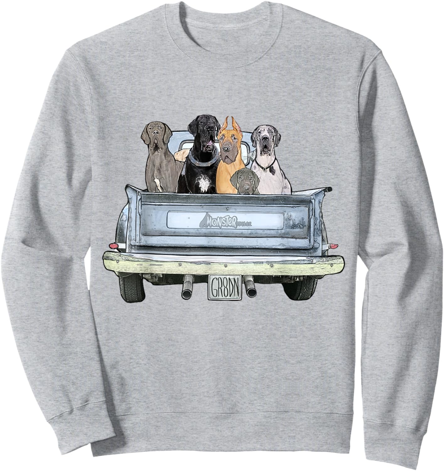 Great Danes in a Pickup Truck Top - Large Dog Dad Sweatshirt - Sweatshirt | Ash