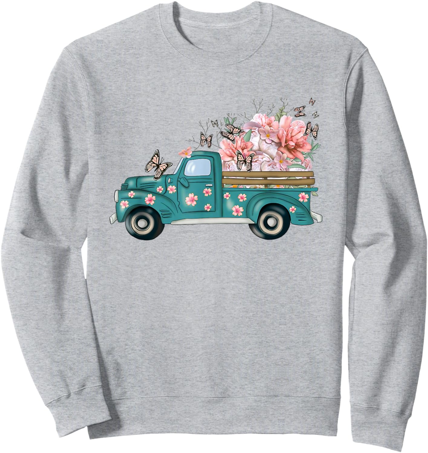 gJjV Spring Truck Cute Butterfly Floral Lover Sweatshirt - Sweatshirt | Ash