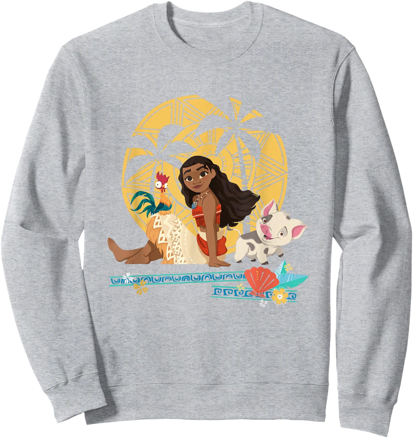 Disney Moana Hei Hei Moana Pua Enjoying Sunset Chest Poster Sweatshirt - Sweatshirt | Ash