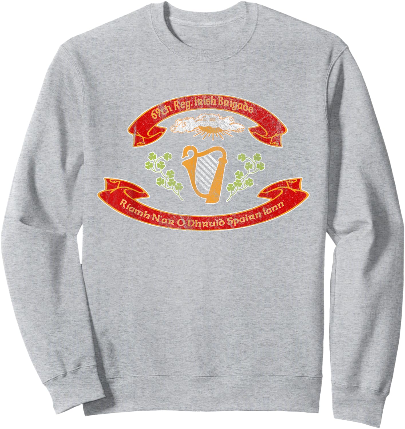 USA Patriotic Gear Vintage Civil War Irish Brigade Flag Sweatshirt - Sweatshirt | Ash