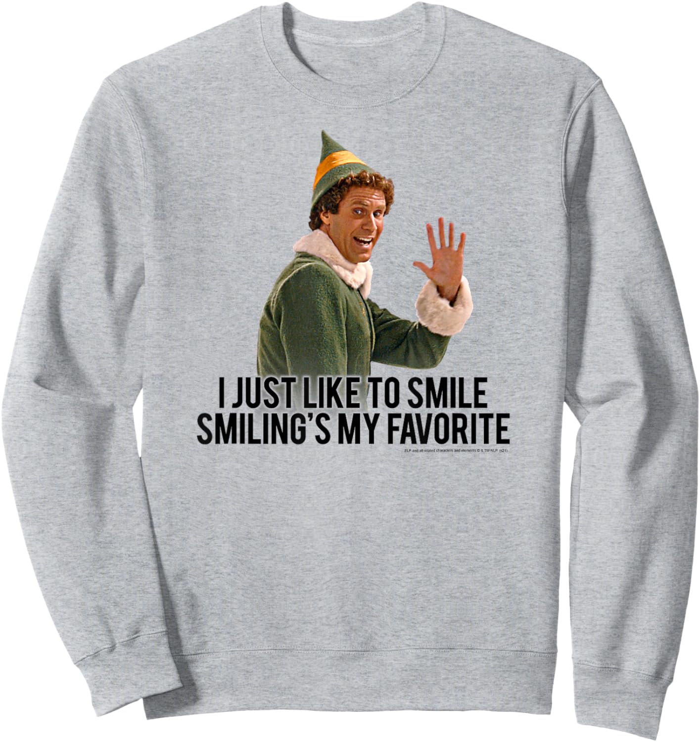 Elf I Just Like to Smile Buddy Christmas Movie Sweatshirt - Sweatshirt | Ash