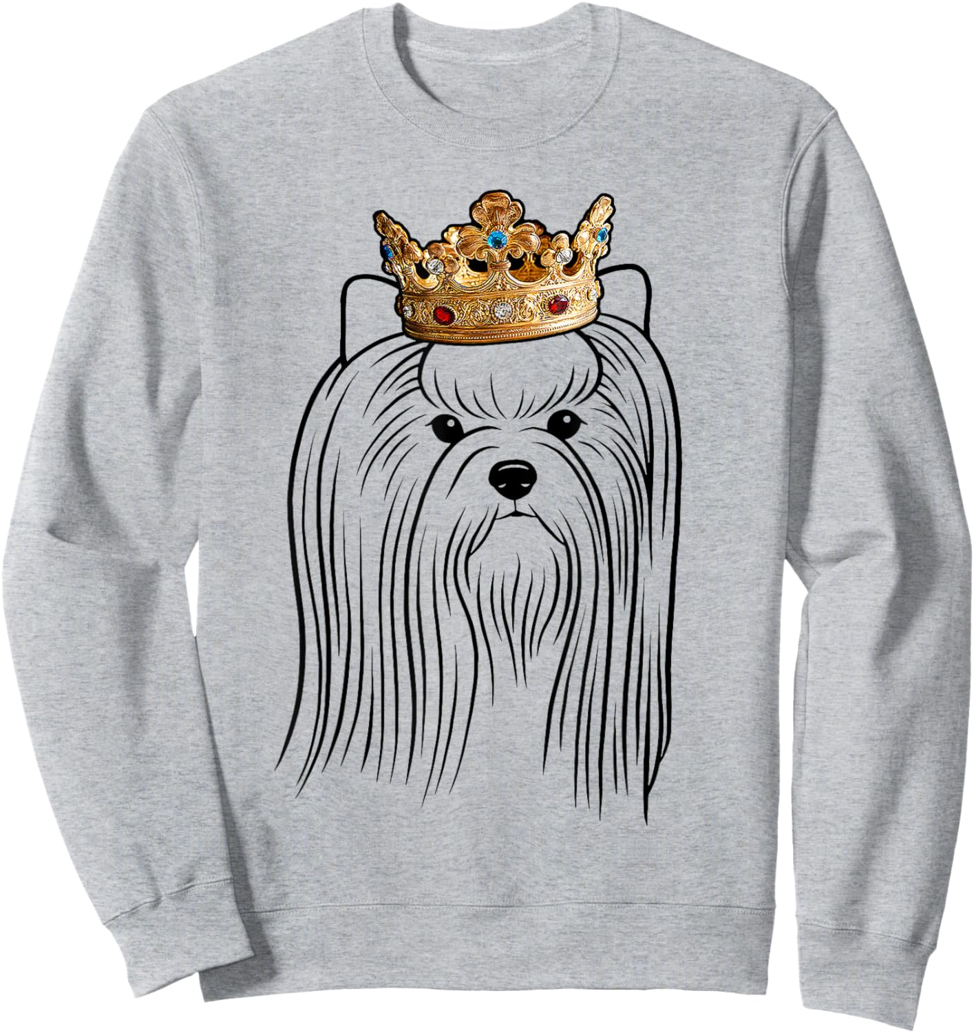 Biewer Terrier Dog Wearing Crown Men Women Girls Kids Sweatshirt - Sweatshirt | Ash