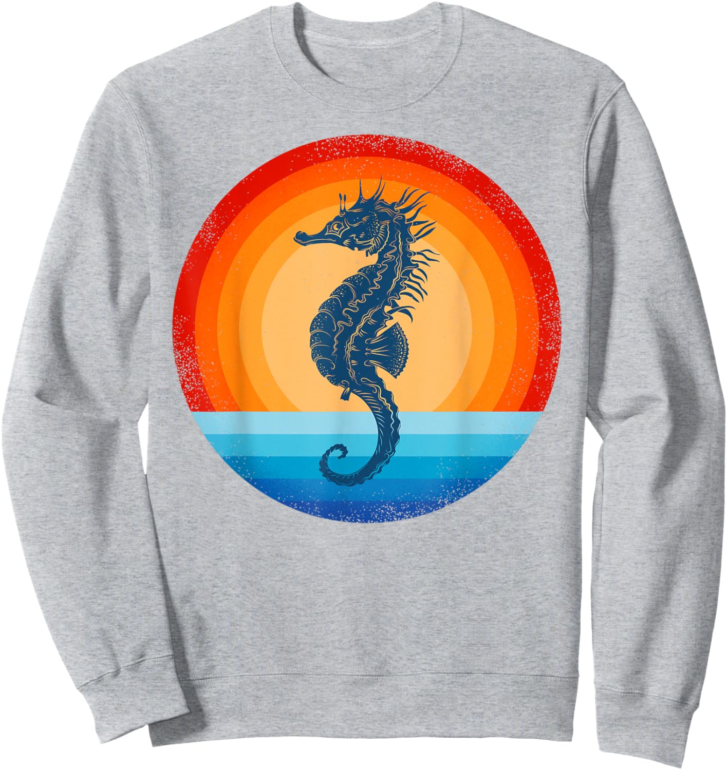 Seahorse Retro Vintage 60s 70s Sunset Seal Animal Men Women Sweatshirt - Sweatshirt | Ash