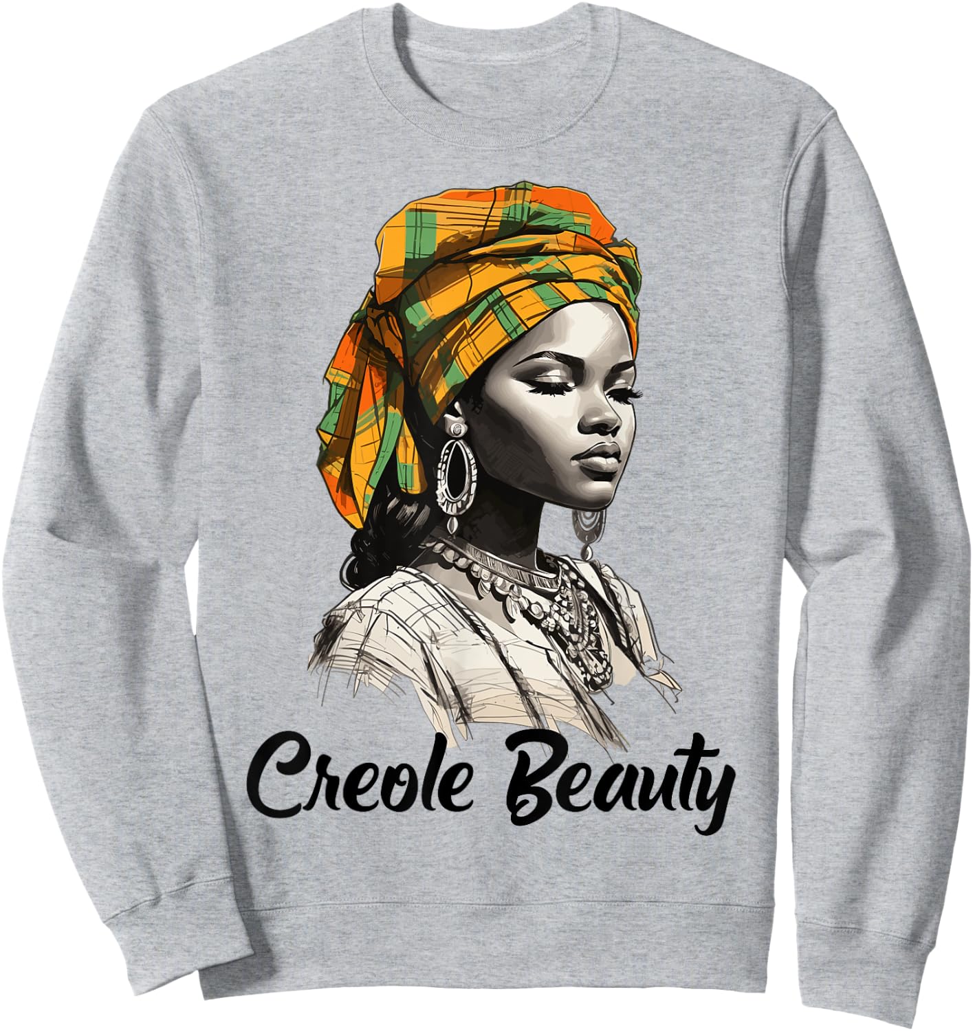 Creole Woman Jounen Kweyol Plaid St. Lucia, Dominica Women's Sweatshirt - Sweatshirt | Ash