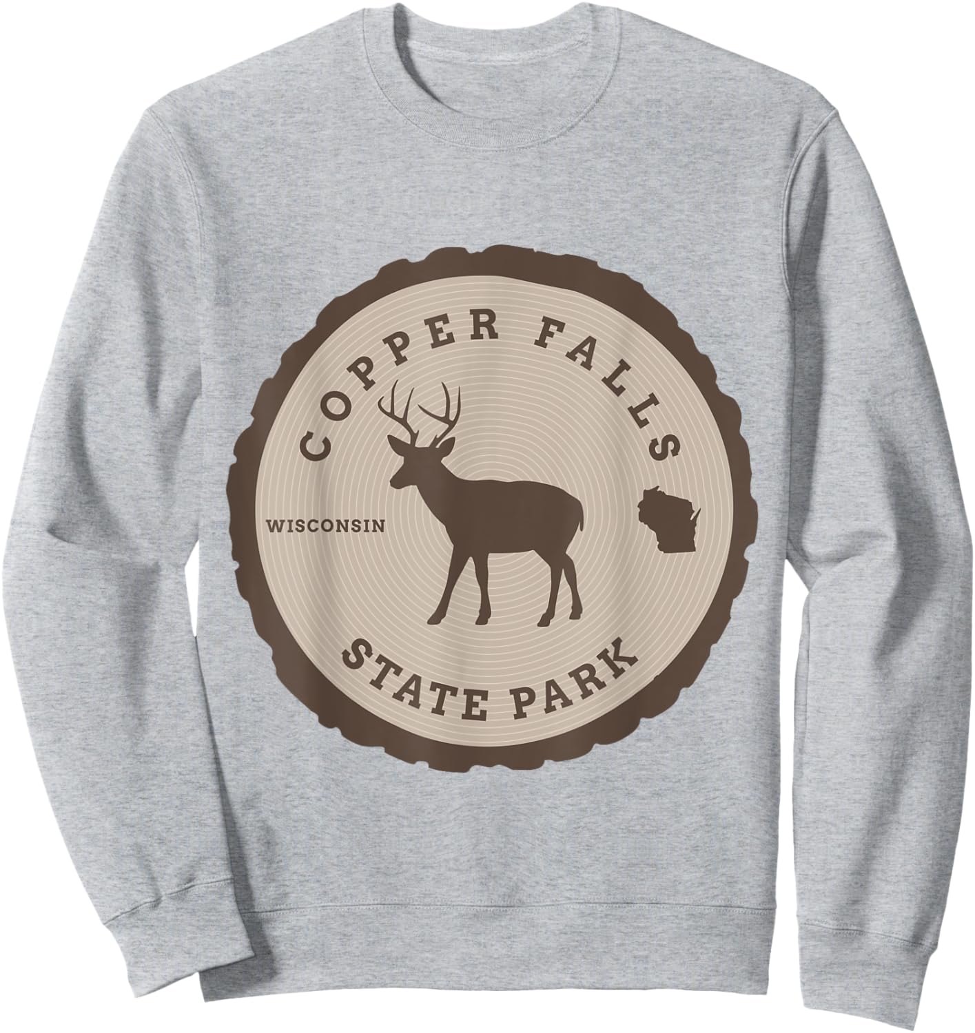 Copper Falls State Park Wisconsin WI Outdoors Deer Sweatshirt - Sweatshirt | Ash