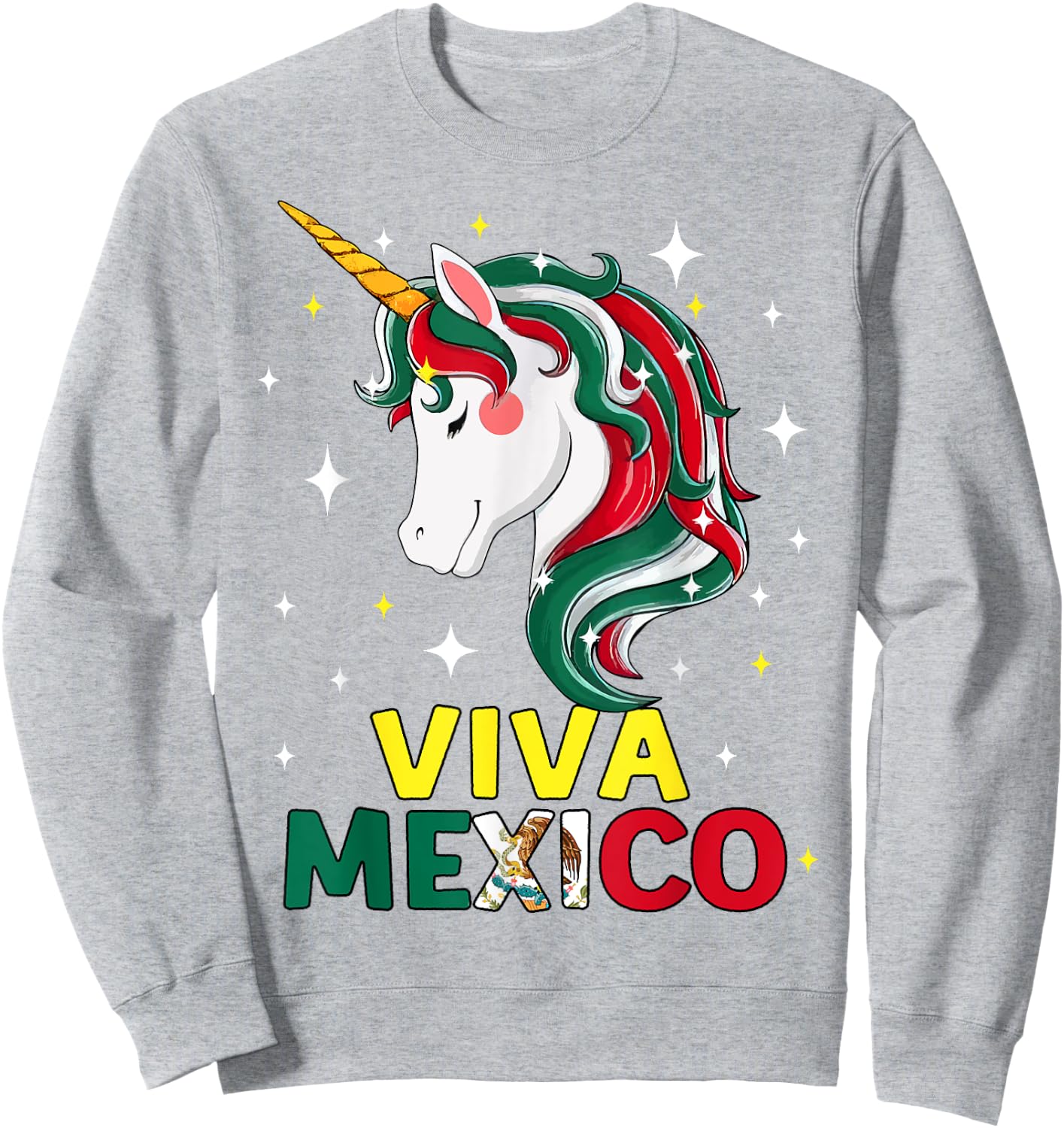 Viva Mexico Shirt Girl Mexican Flag Unicorn Independence Day Sweatshirt - Sweatshirt | Ash