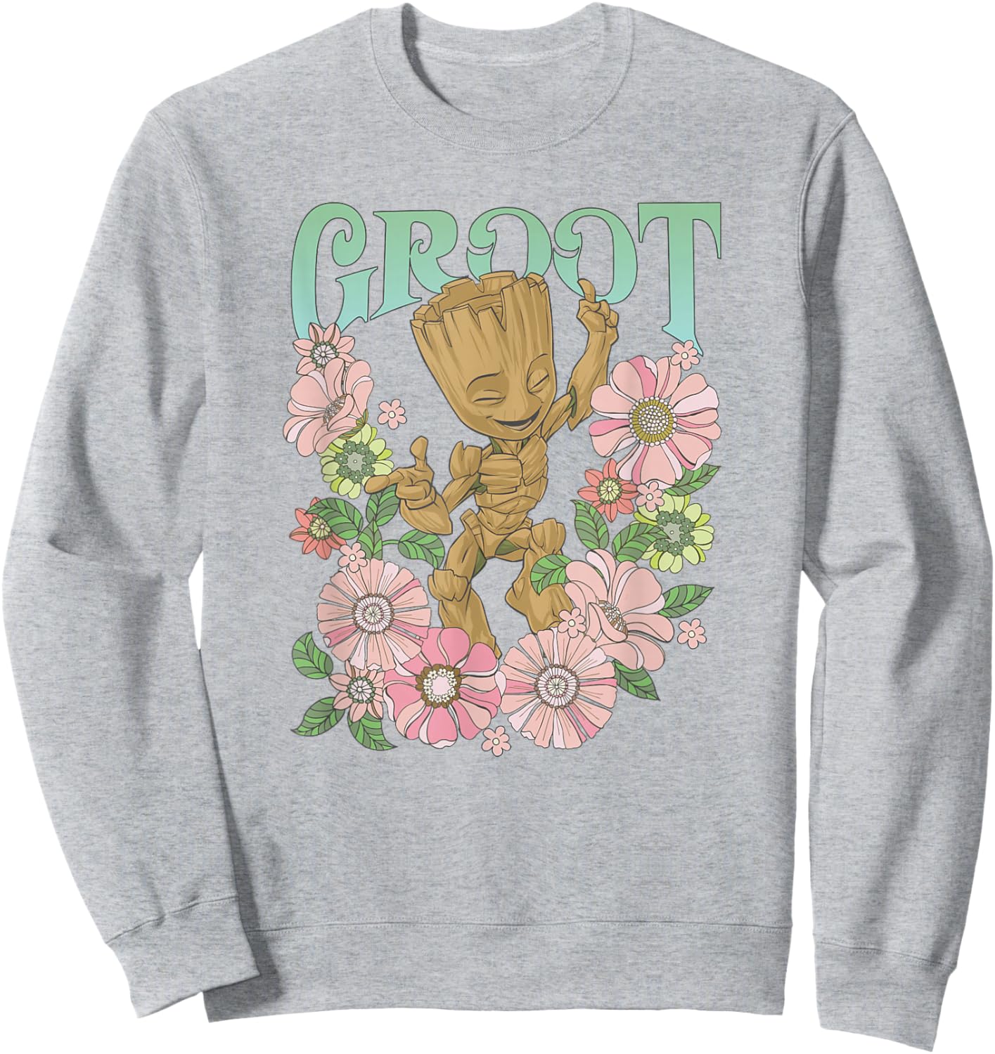 Marvel Guardians of The Galaxy Groot Floral Dance Poster Small Sweatshirt - Sweatshirt | Ash