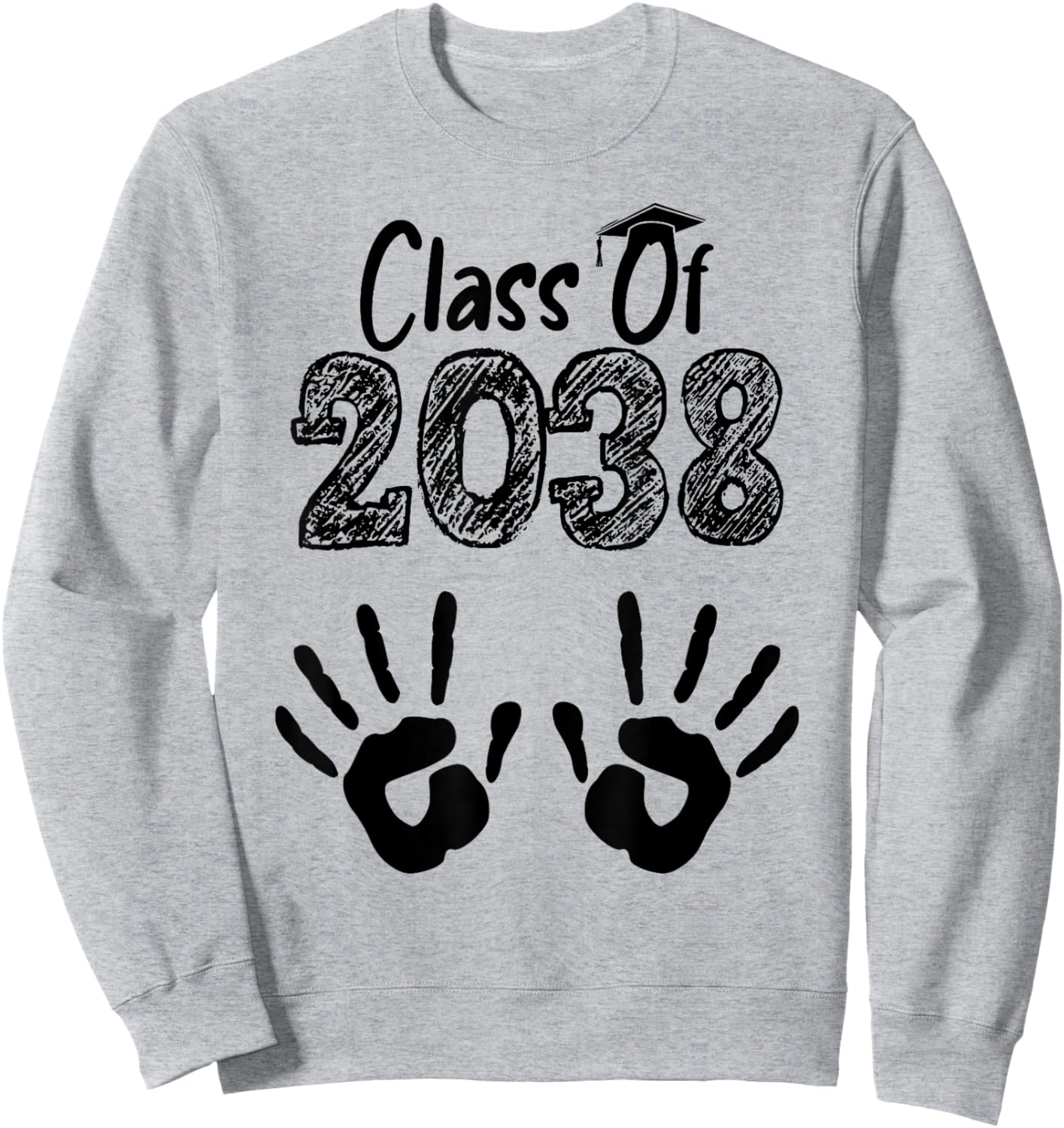 Class of 2038 Grow With Me Shirt Handprint On Back Pre-K Sweatshirt - Sweatshirt | Ash