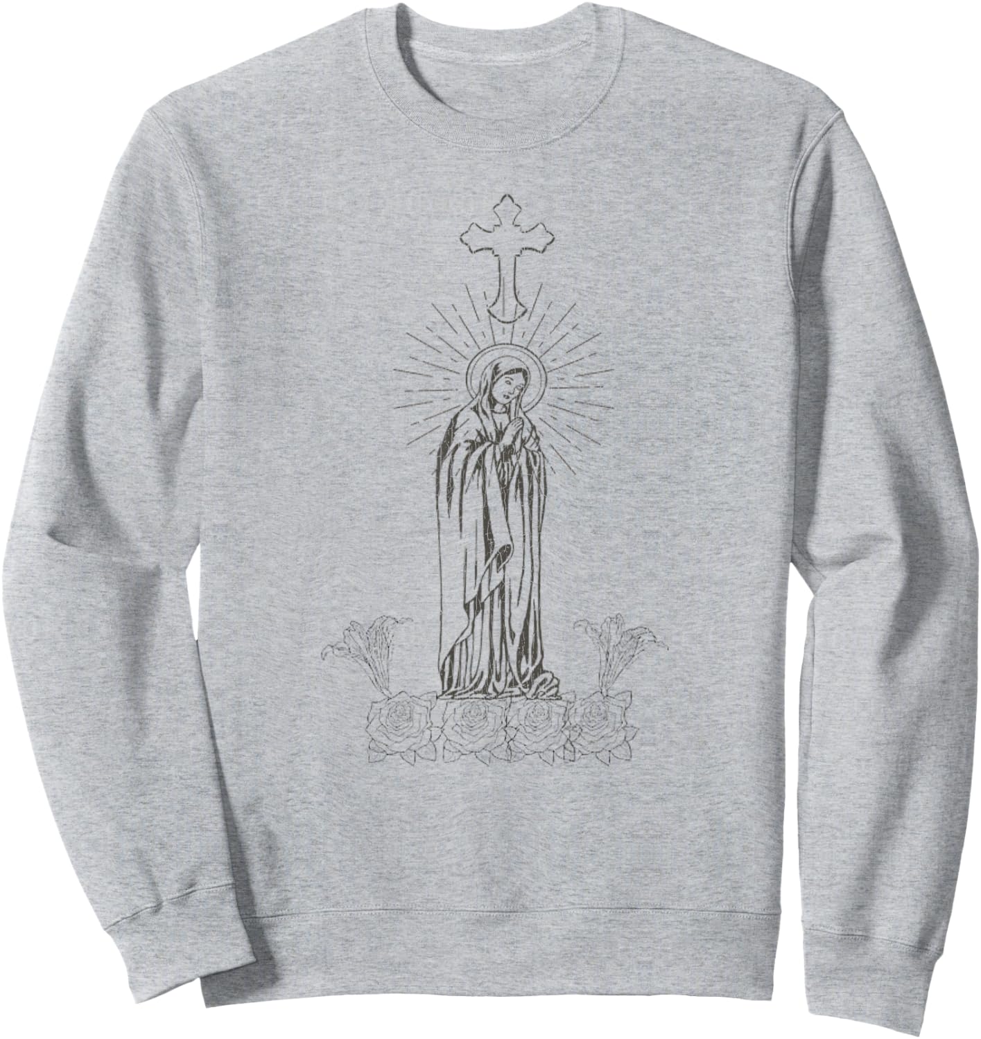 Vintage Mother Of God Virgin Mary Sweatshirt - Sweatshirt | Ash