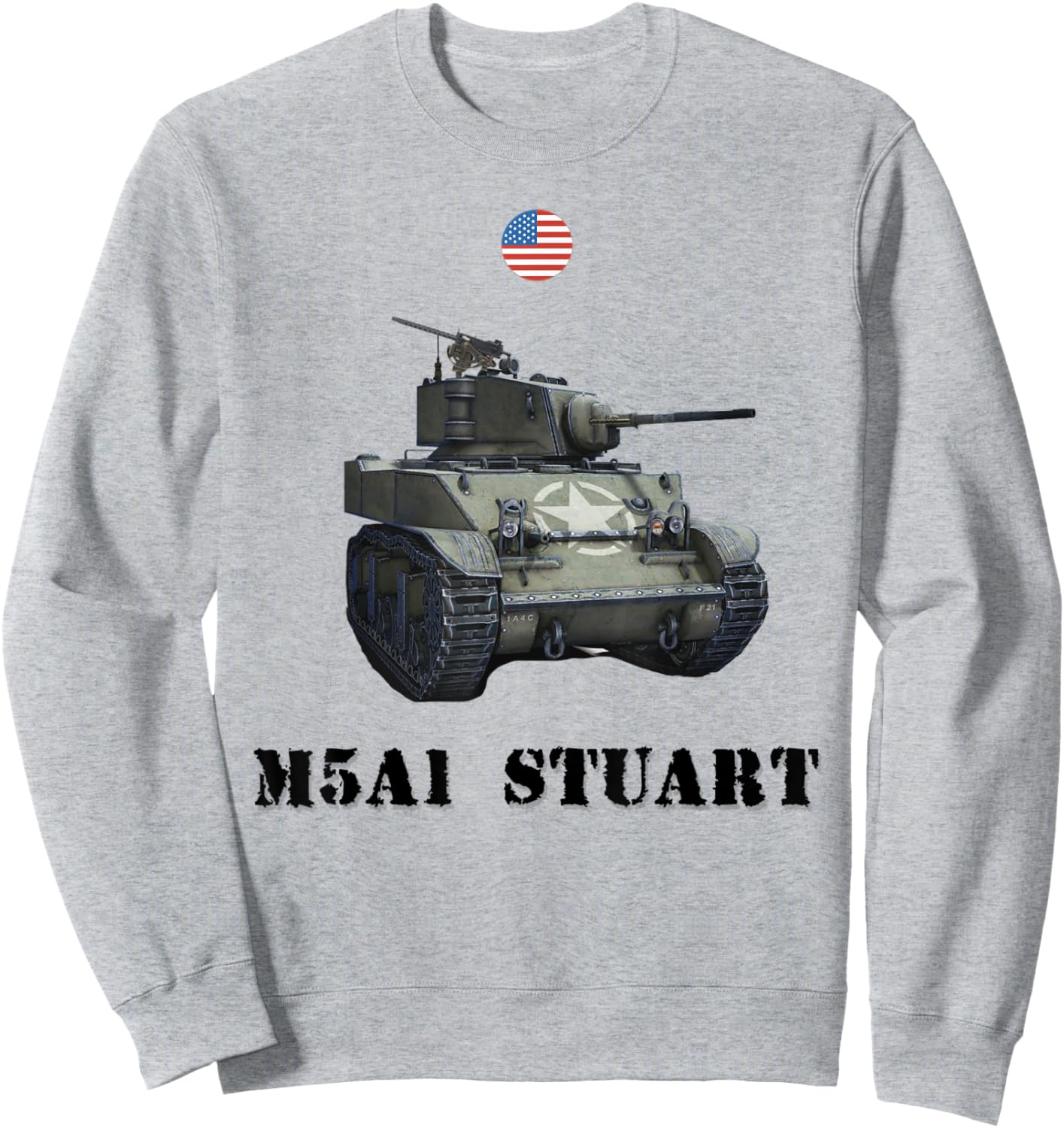 M5A1 Stuart, USA Light Tank WW2 Military Machinery Sweatshirt - Sweatshirt | Ash