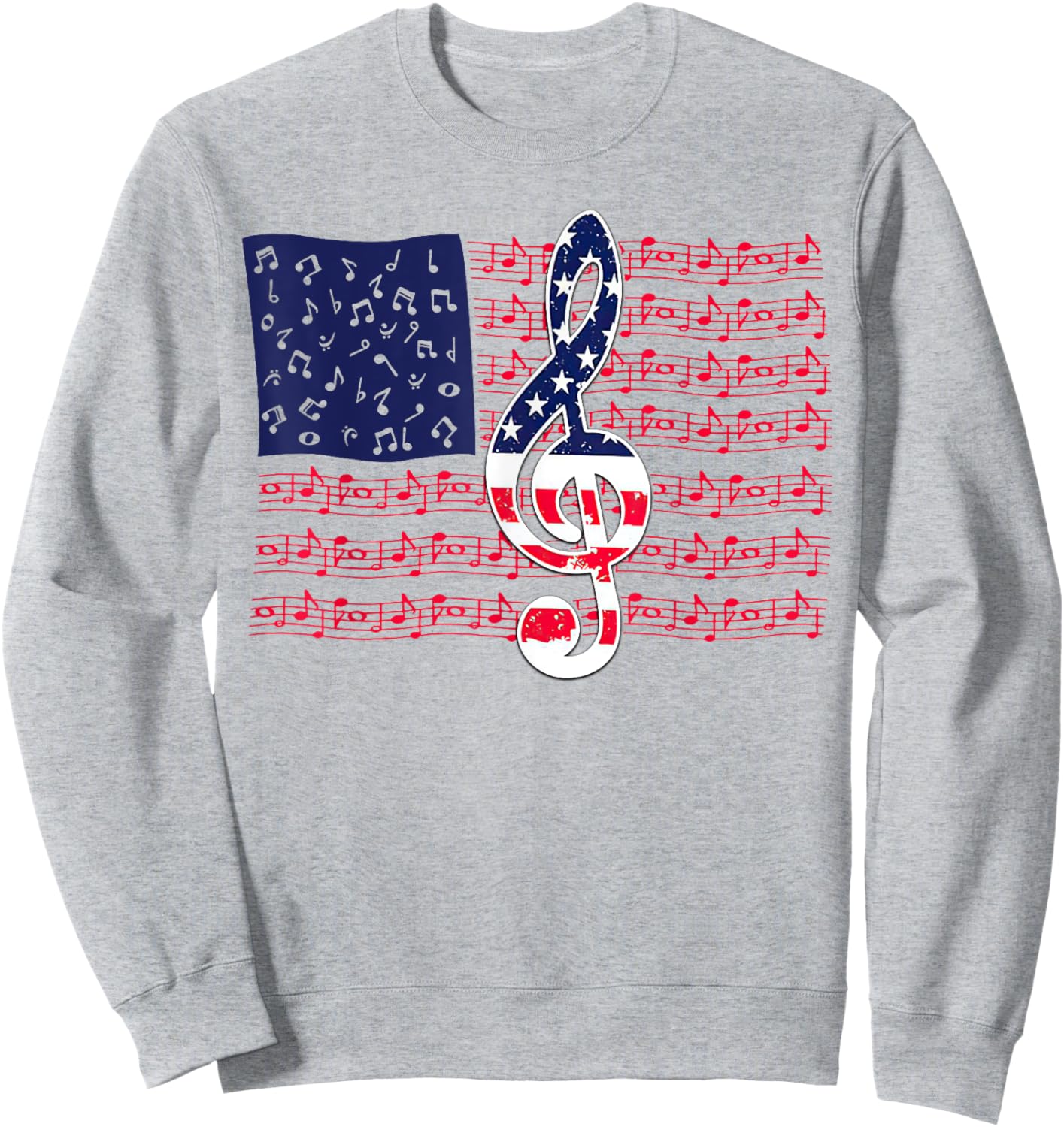Music Note American Flag 4th of July Peace Sweatshirt - Sweatshirt | Ash