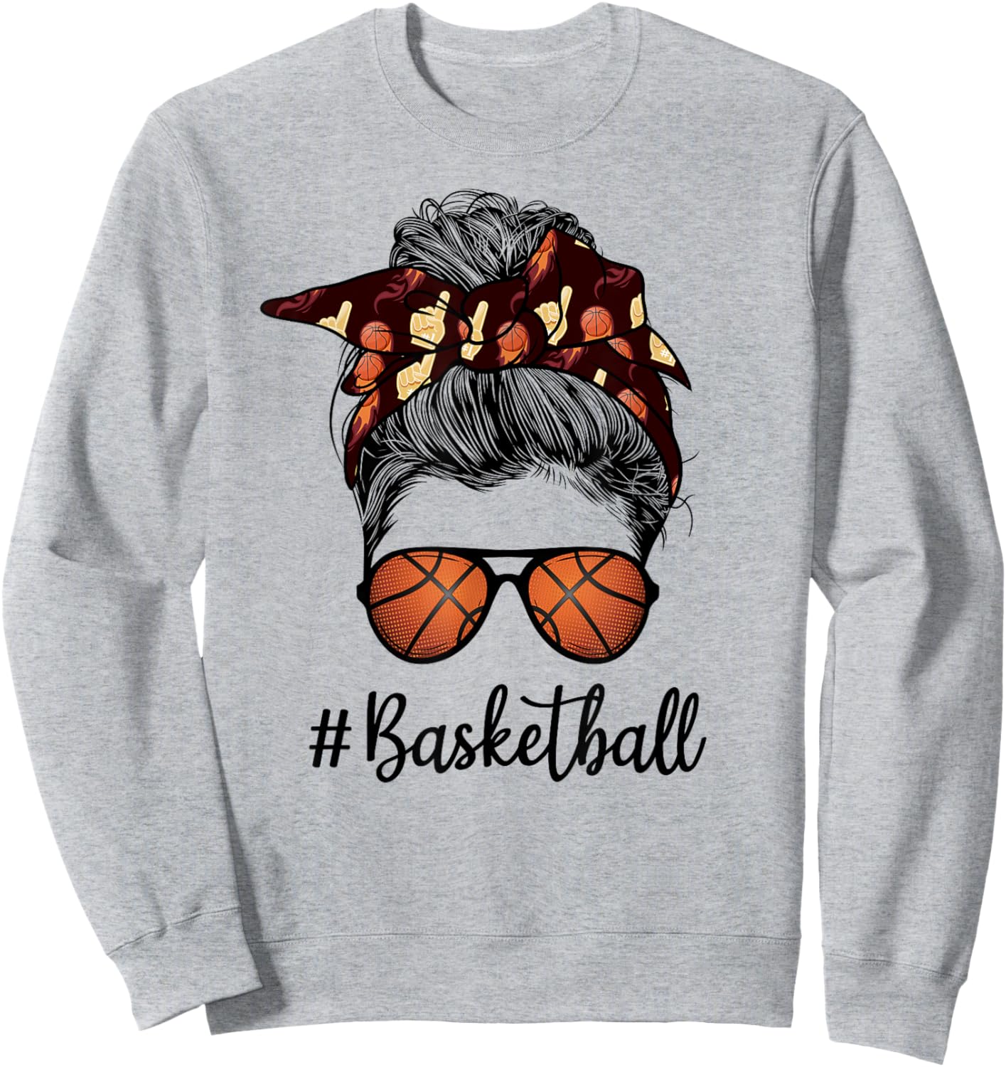 Bleached Life Basketball Mom Leopard Messy bun Glasses Sweatshirt - Sweatshirt | Ash