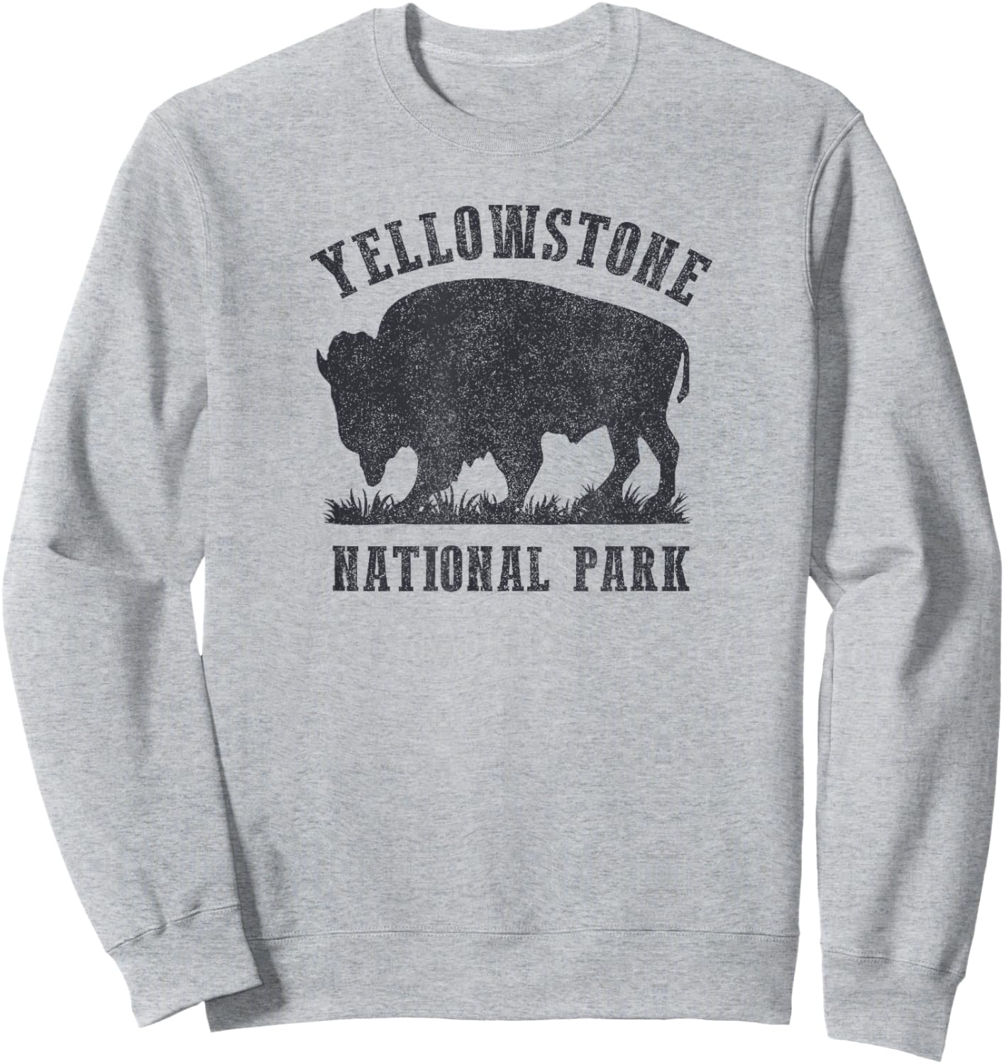 Vintage Yellowstone Buffalo National Park Bison Souvenir Sweatshirt - Sweatshirt | Ash