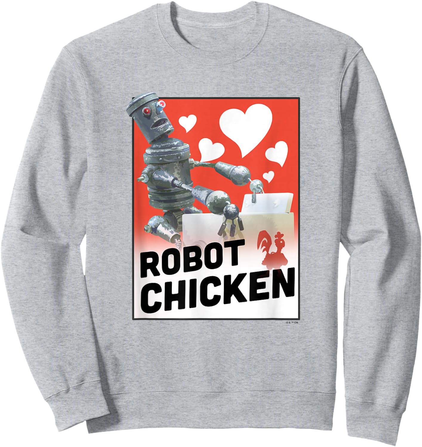 Robot Chicken Washing Machine Full Of Hearts Chest Poster Sweatshirt - Sweatshirt | Ash