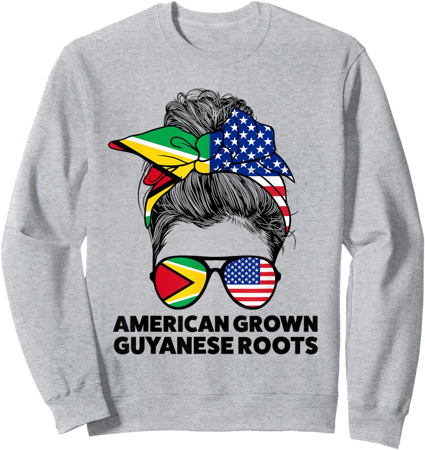 American Grown Guyanese Roots Guyana Guyanese Flag Sweatshirt - Sweatshirt | Ash