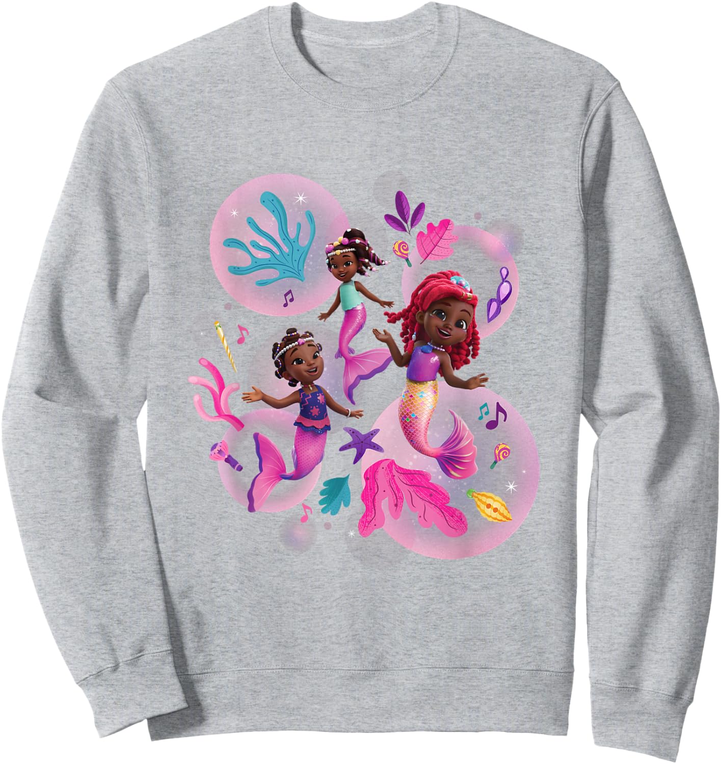 Disney Junior's Ariel Best Friends Mermaids Big Chest Logo Sweatshirt - Sweatshirt | Ash