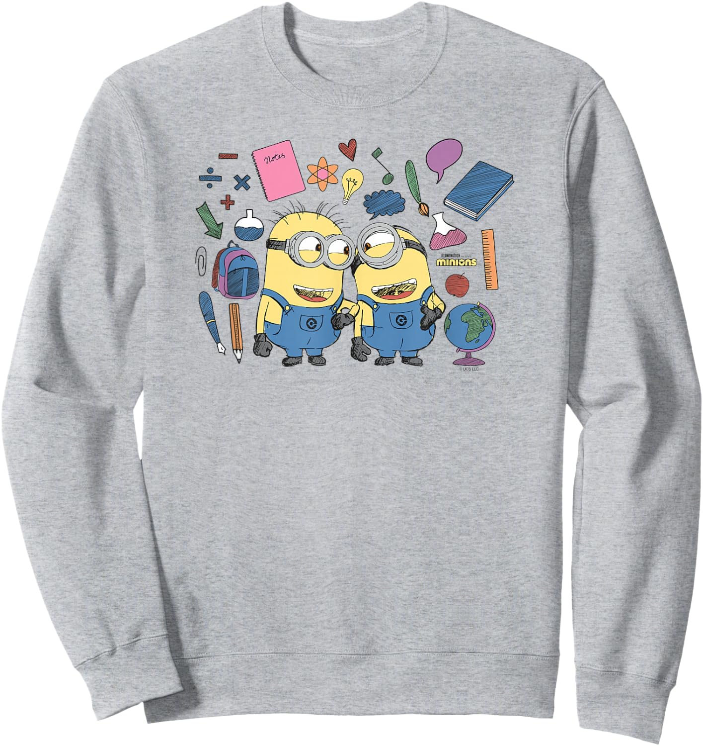 Minions Back to School Sketched Sweatshirt - Sweatshirt | Ash