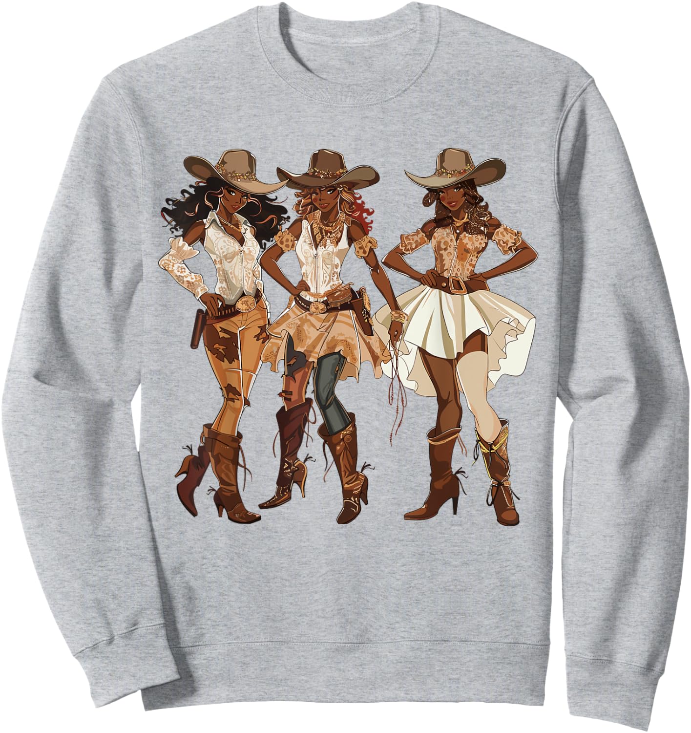 Black African American Cowgirl Western Country Texas Rodeo Sweatshirt - Sweatshirt | Ash