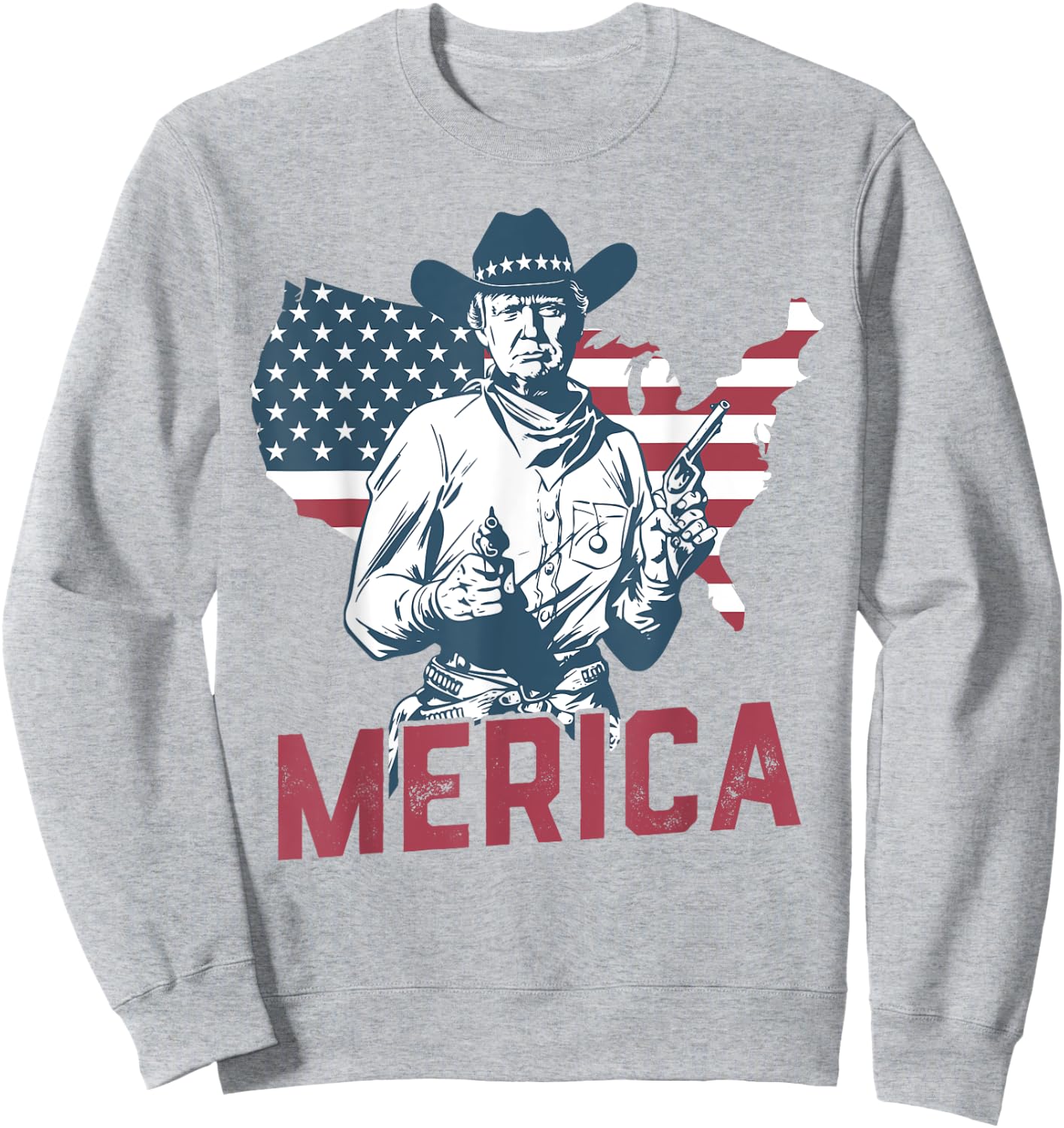 'MERICA TRUMP Happy 4th Of July Trump American Flag Gifts Sweatshirt - Sweatshirt | Ash