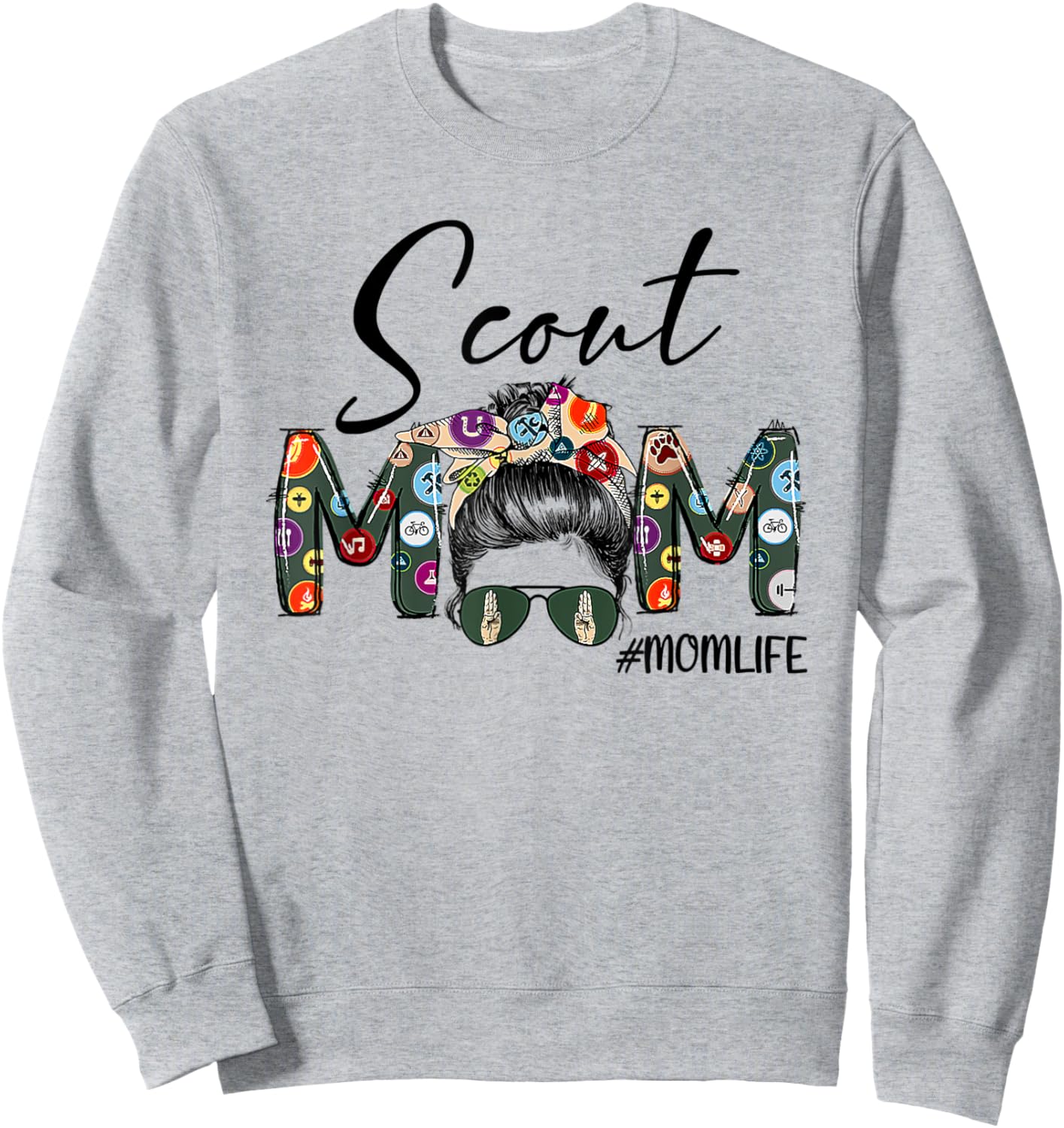 Scouting Scout Mom Life Messy Bun Hair Mother's Day Sweatshirt - Sweatshirt | Ash