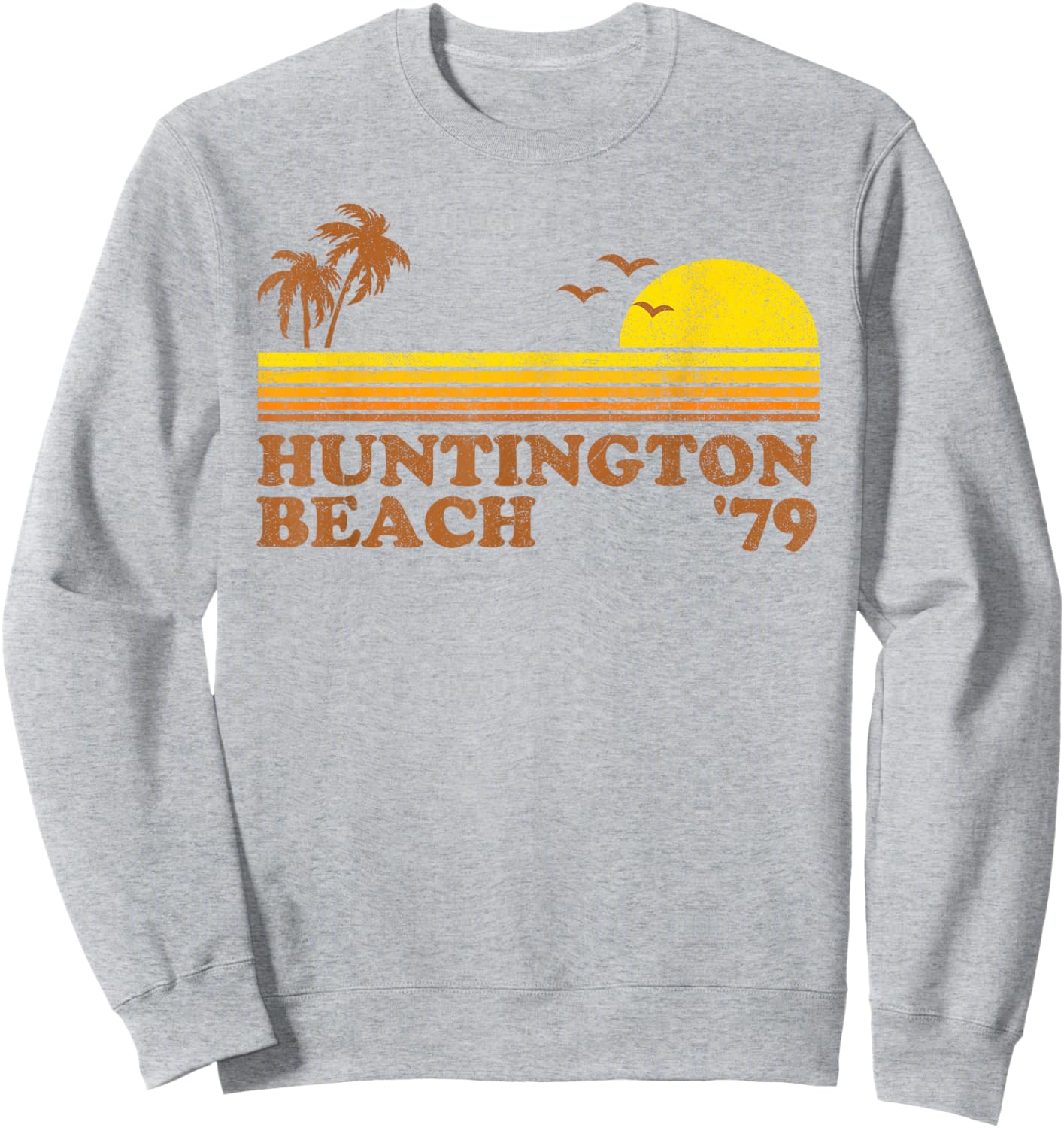 Vintage Huntington Beach California Retro Sunset 70's Gift Sweatshirt - Sweatshirt | Ash