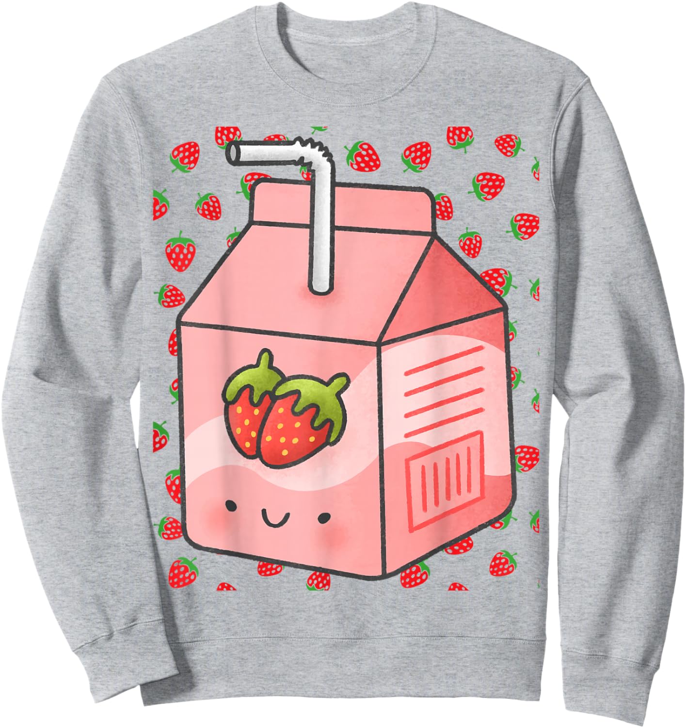 Japanese Pink Strawberry Milk Kawaii 90s Retro Sweatshirt - Sweatshirt | Ash