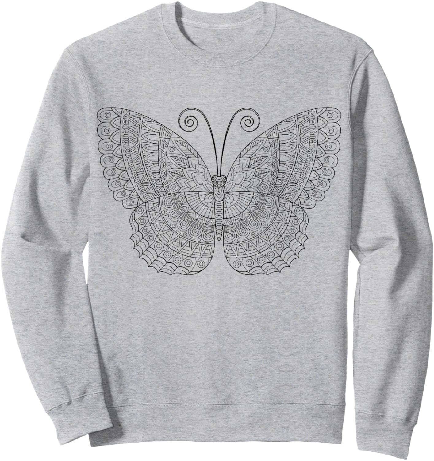 Butterfly mandala for children to paint and color in Sweatshirt - Sweatshirt | Ash