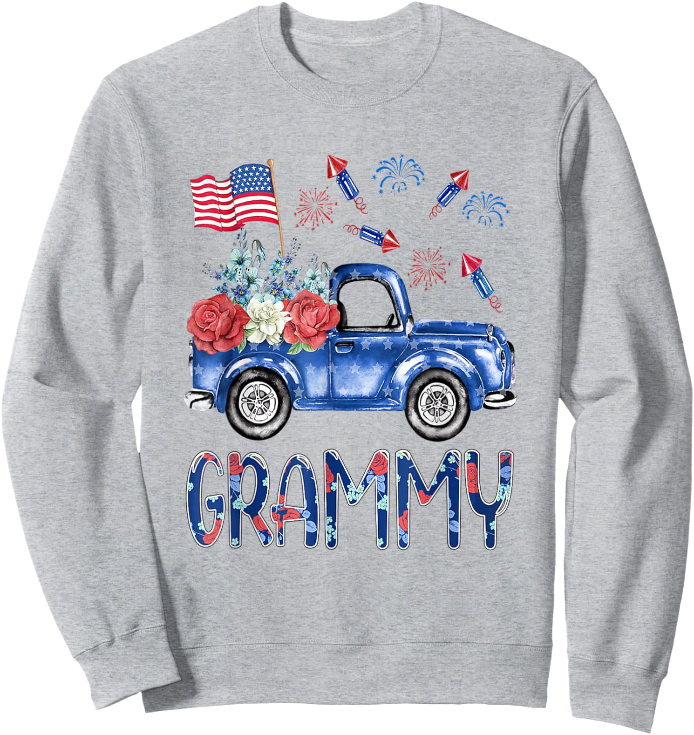 Great Cute Patriotic 4th Of July Women Proud Grammy Sweatshirt - Sweatshirt | Ash