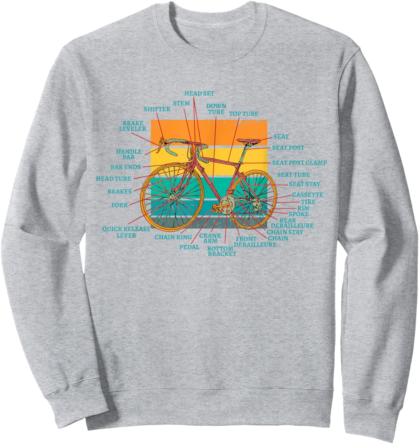 Bike Anatomy of a Bicycle Cycling Lover Sweatshirt - Sweatshirt | Ash
