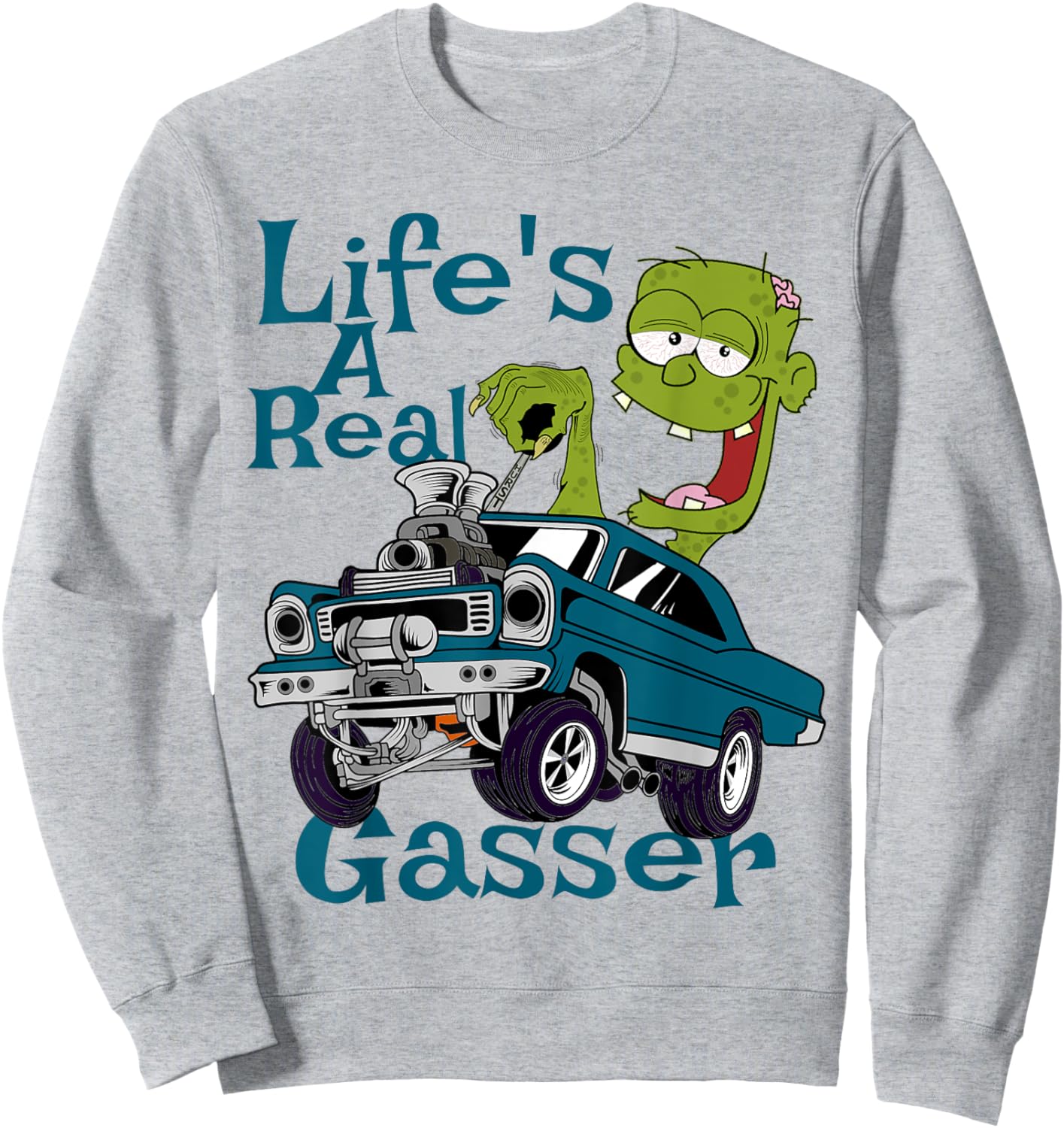 Hot Rod Gasser Outlaw Drag Racing Blown Street Car Sweatshirt - Sweatshirt | Ash