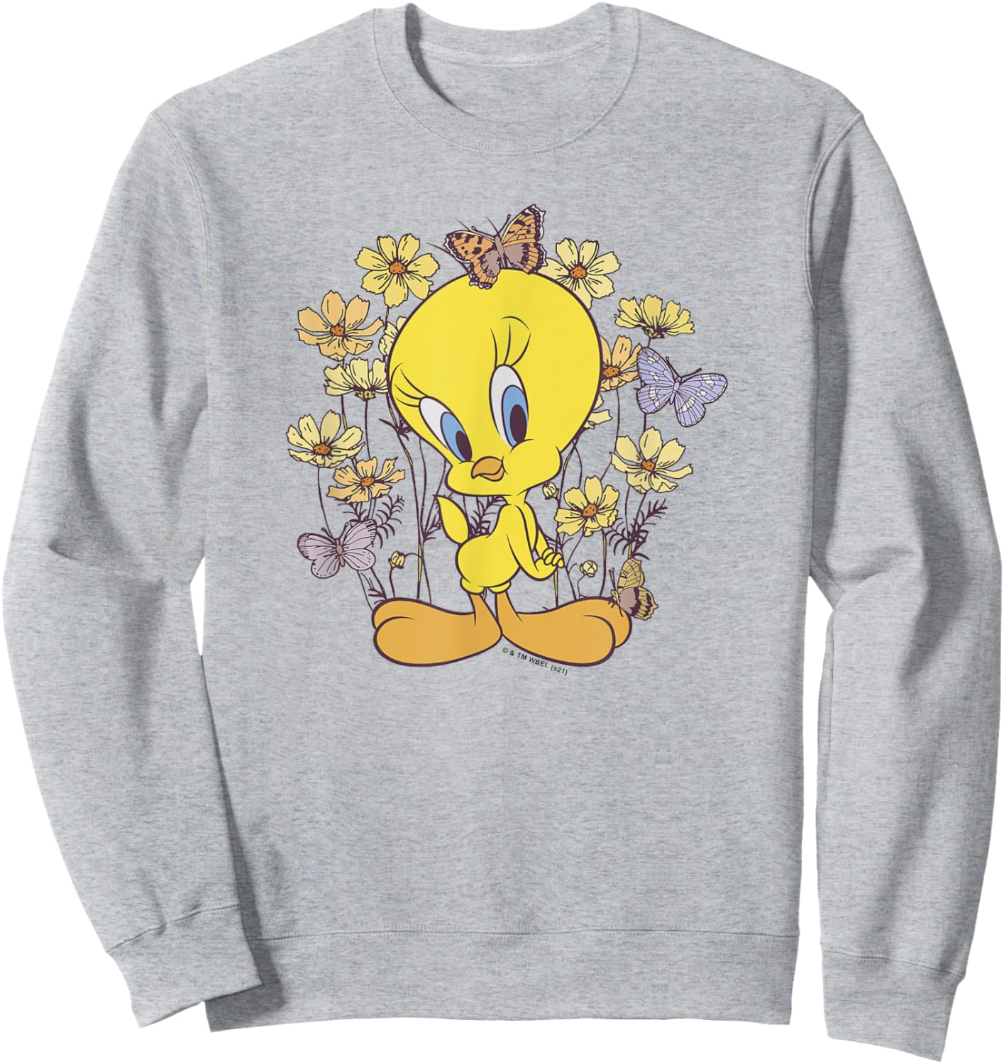 Looney Tunes Tweety And Butterflies Floral Sweatshirt - Sweatshirt | Ash