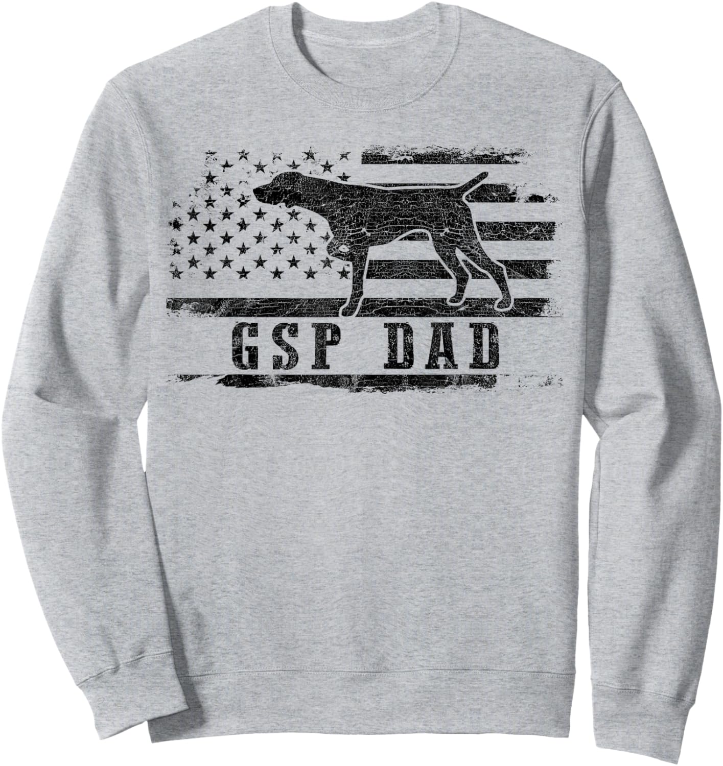 GSP Dad USA American Flag German Shorthaired Pointer Dog Sweatshirt - Sweatshirt | Ash