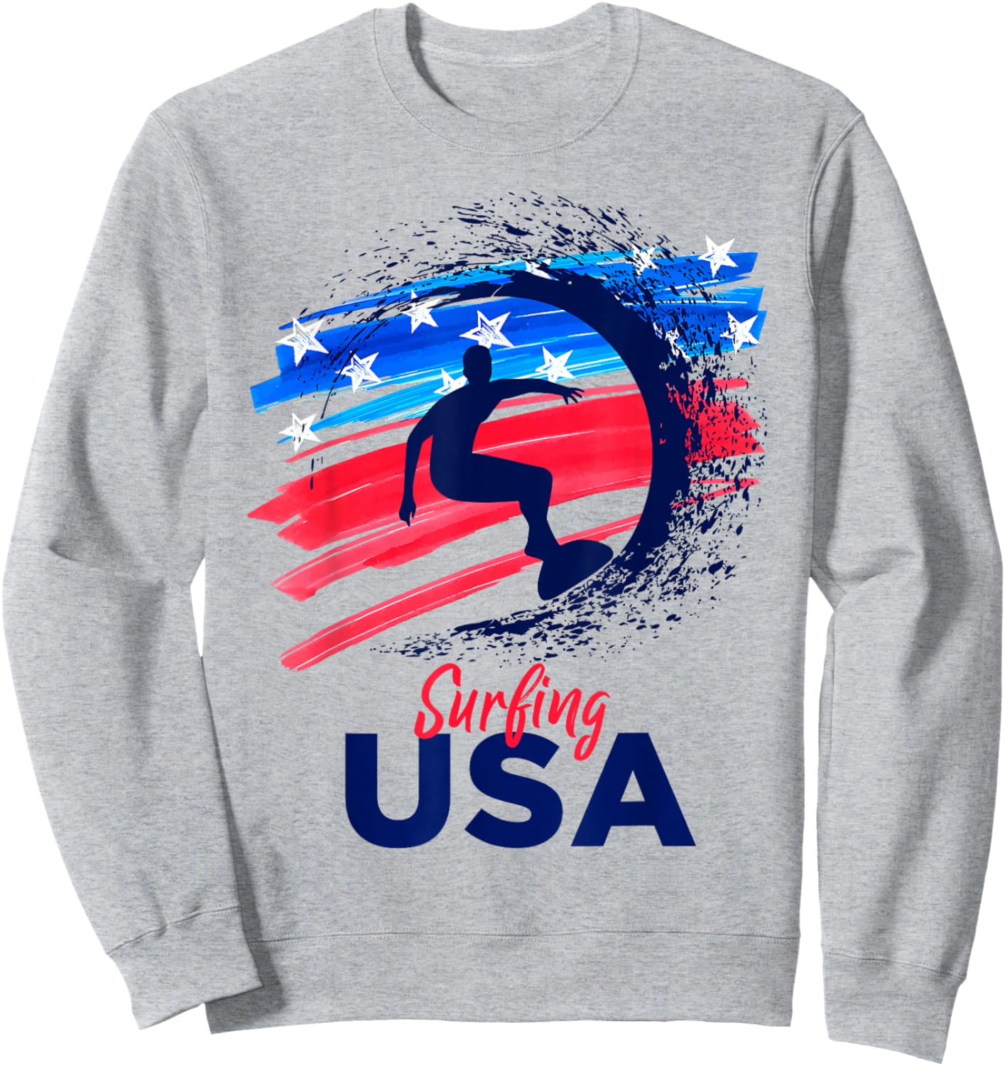 Surfing USA Support the Team Shirt USA Flag Surf Lover Sweatshirt - Sweatshirt | Ash
