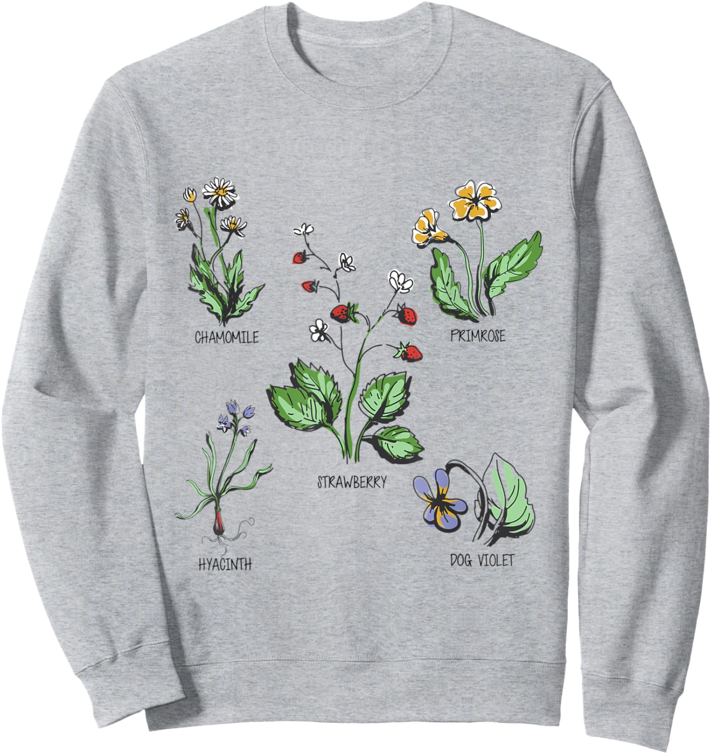 Garden plants in pastel colours for nature lovers botany Sweatshirt - Sweatshirt | Ash