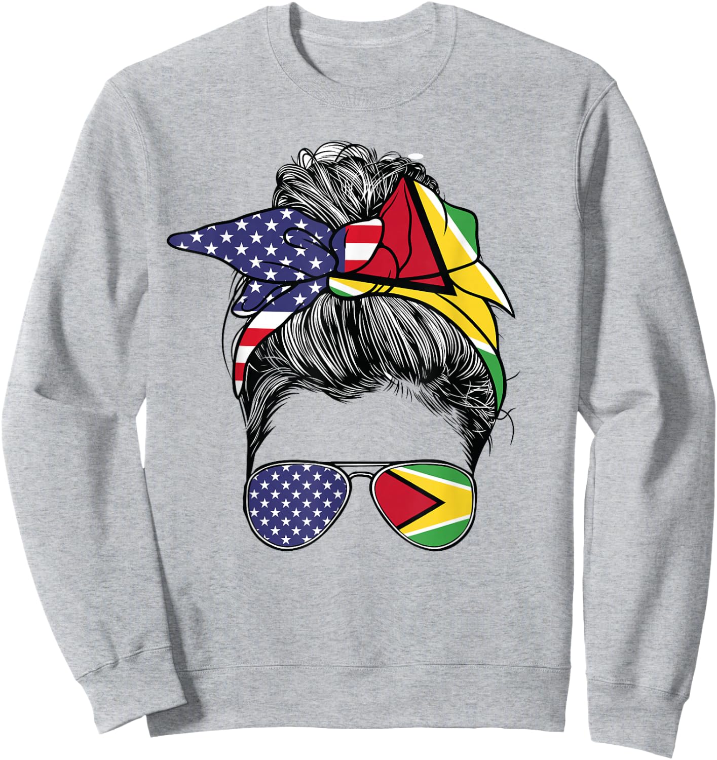 Guyanese Women Girl USA Heritage American Guyana Flag Sweatshirt - Sweatshirt | Ash