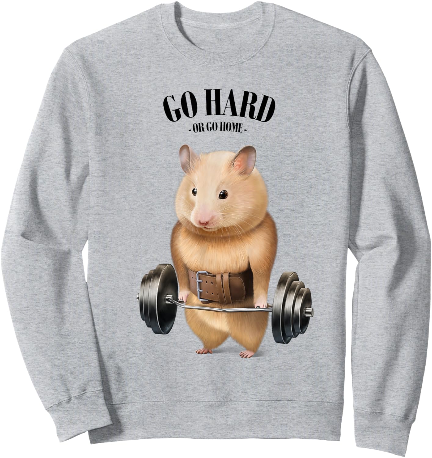 Hamster Muscle Training with Barbell Shrug Bar Fitness Gym Sweatshirt - Sweatshirt | Ash