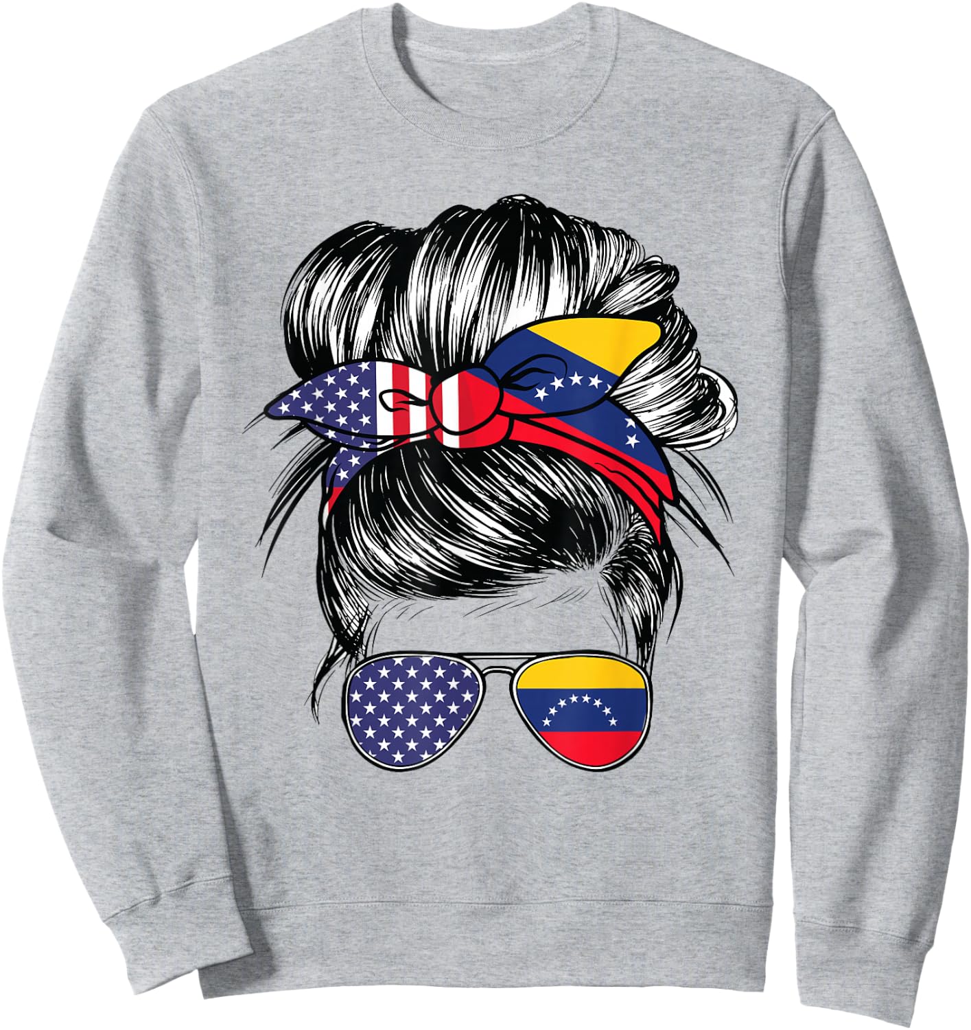 Venezuela Flag American Women Girl USA Heritage Venezuelan Sweatshirt - Sweatshirt | Ash