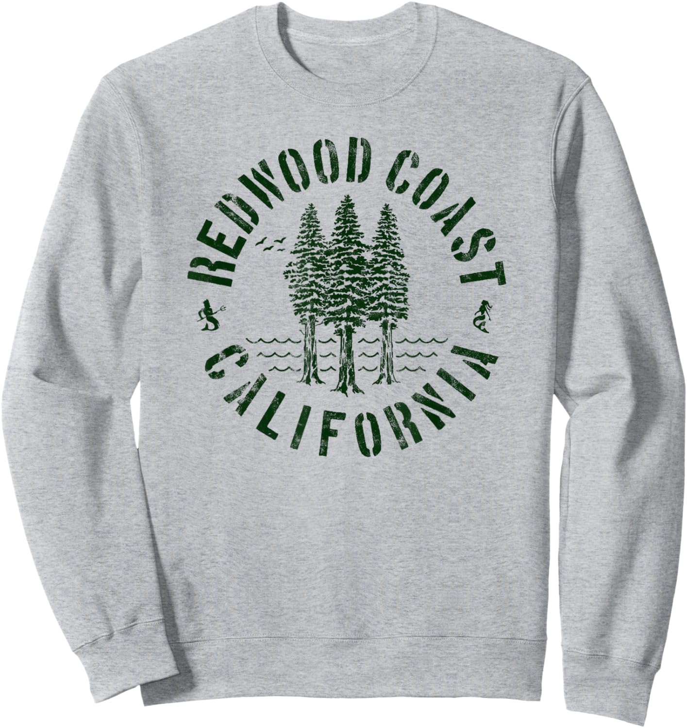 Redwood Coast California Trees Forest Ocean Outdoors Camping Sweatshirt - Sweatshirt | Ash