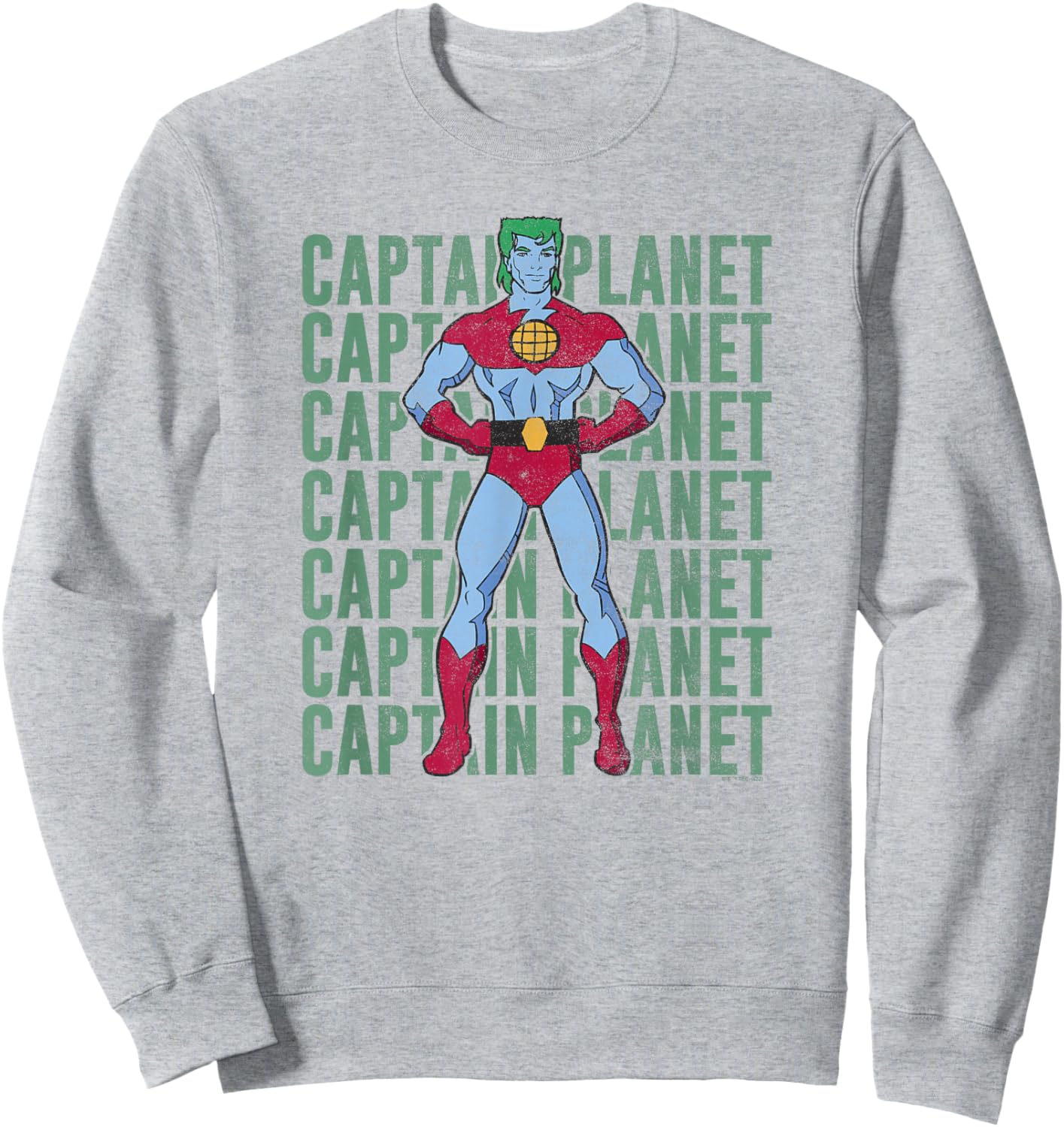 Captain Planet Text Stacked Poster Sweatshirt - Sweatshirt | Ash
