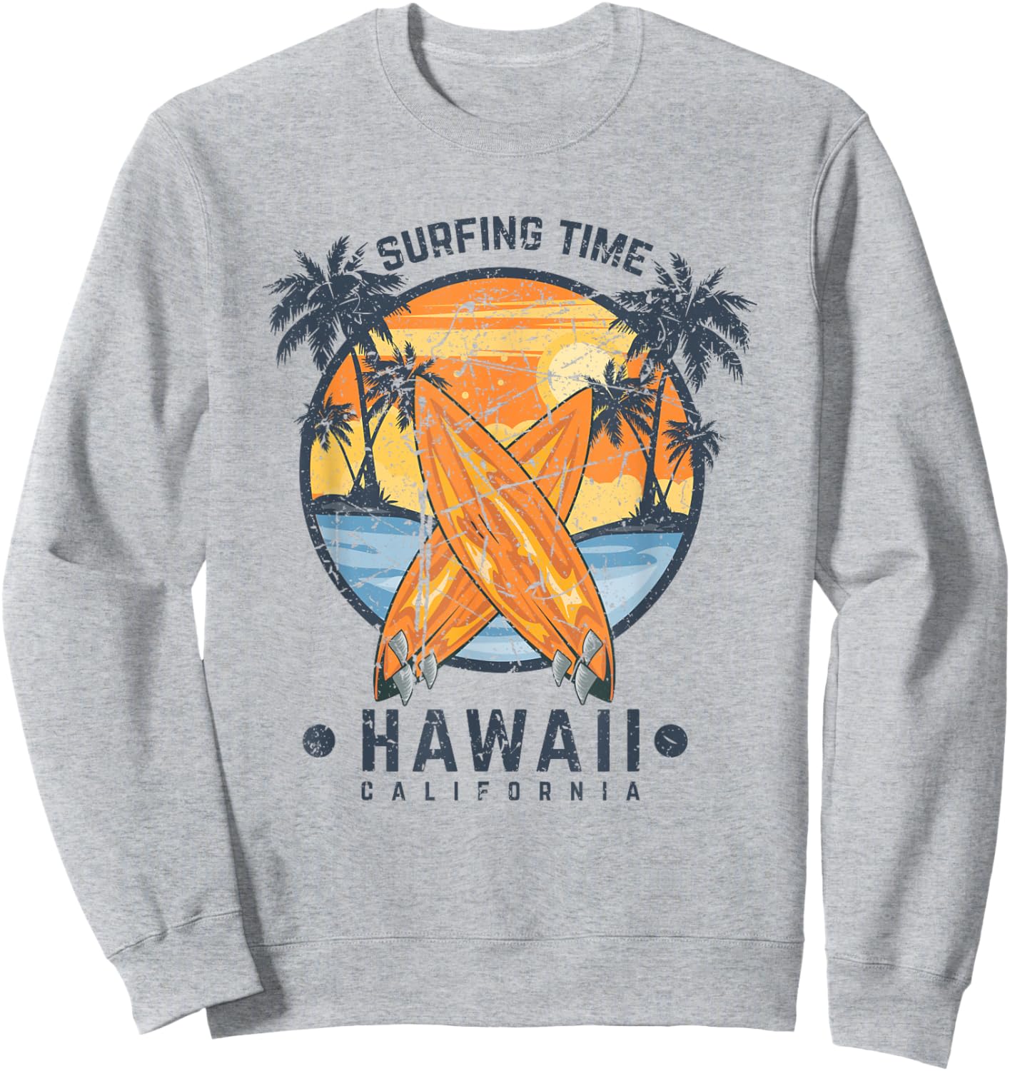 Surfing Time Hawaii California Beach Retro Vintage Hawaiian Women Girls Kids Sweatshirt - Sweatshirt | Ash