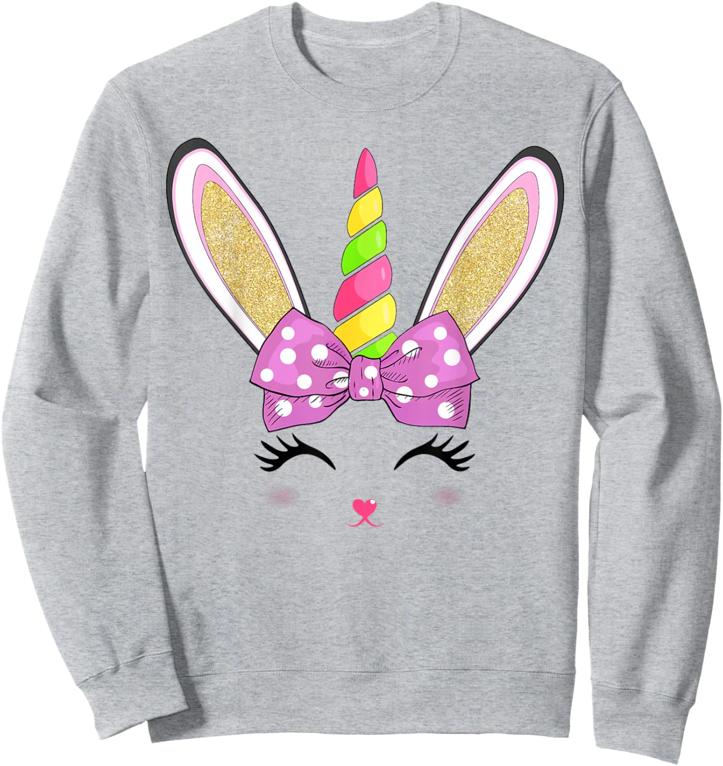 Cute Easter Bunny Face Girls Kids Sweatshirt - Sweatshirt | Ash