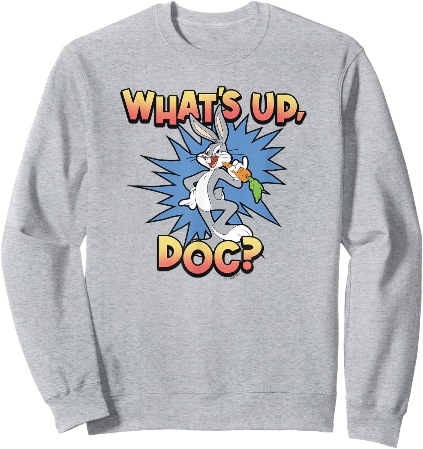 Looney Tunes Bugs Bunny Classic What's Up Doc Carrot Action Sweatshirt - Sweatshirt | Ash