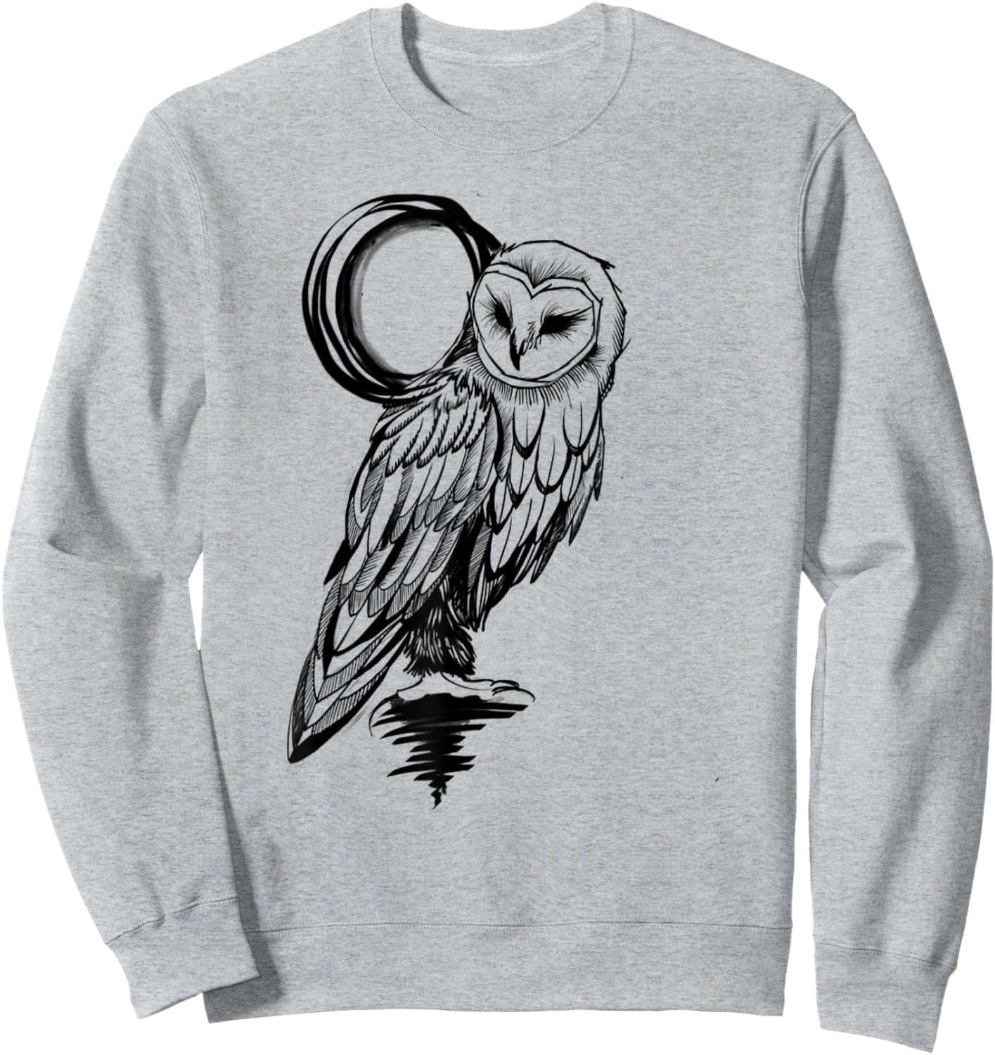 Owl motif shirt, owl black and white print, Barn Owl Sweatshirt - Sweatshirt | Ash