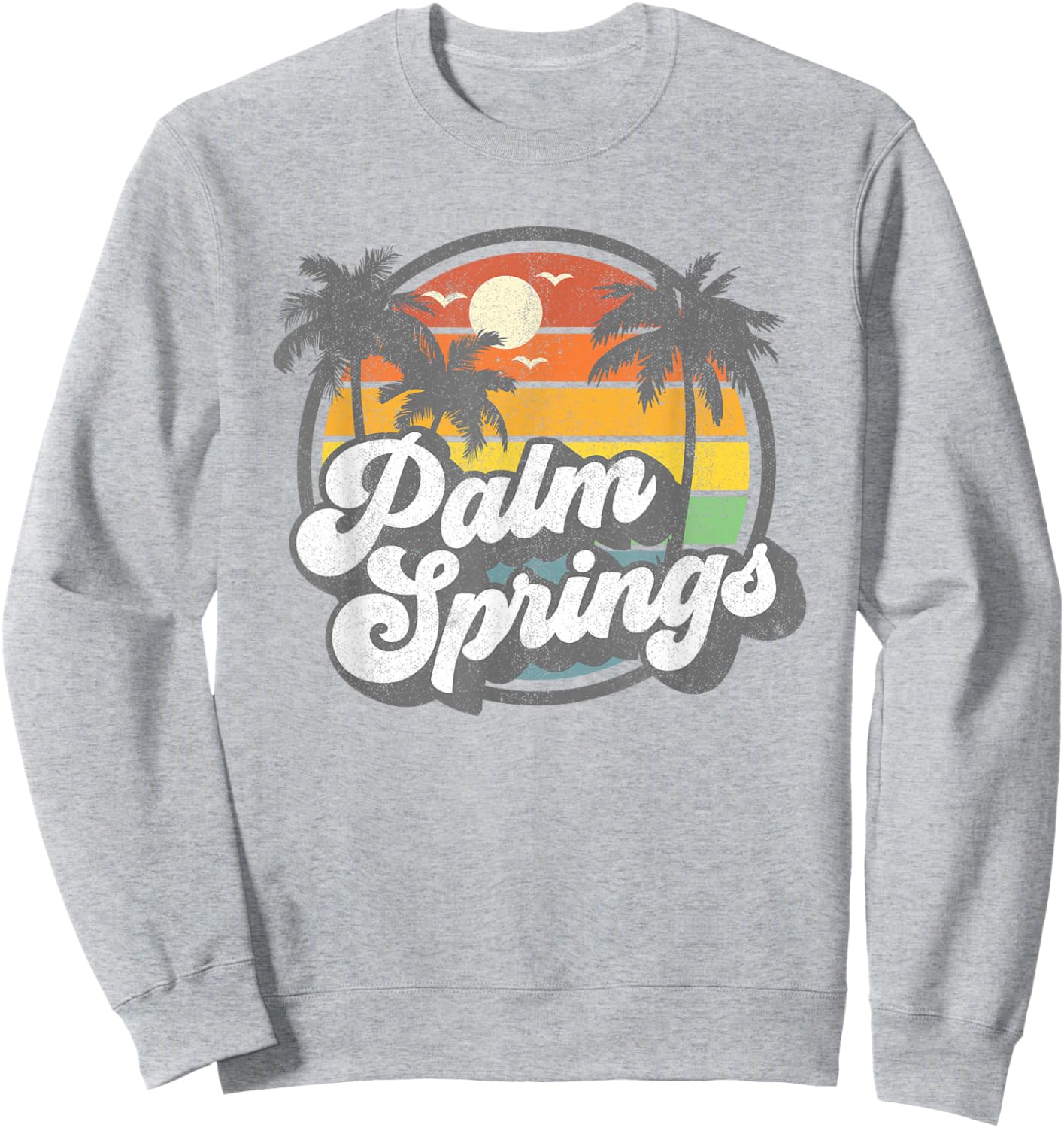 Palm Springs California Beach Retro Vintage Vacation Gift Small Sweatshirt - Sweatshirt | Ash