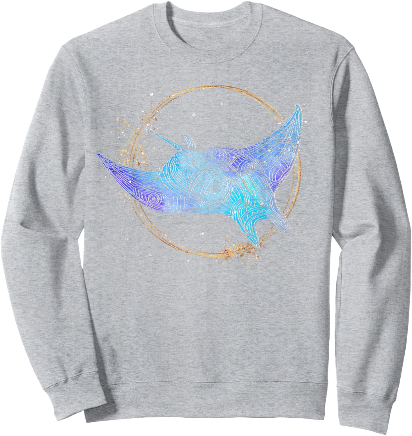 Ocean Animal Lover Hawaiian Tattoo Stingray Manta Ray Sweatshirt - Sweatshirt | Ash