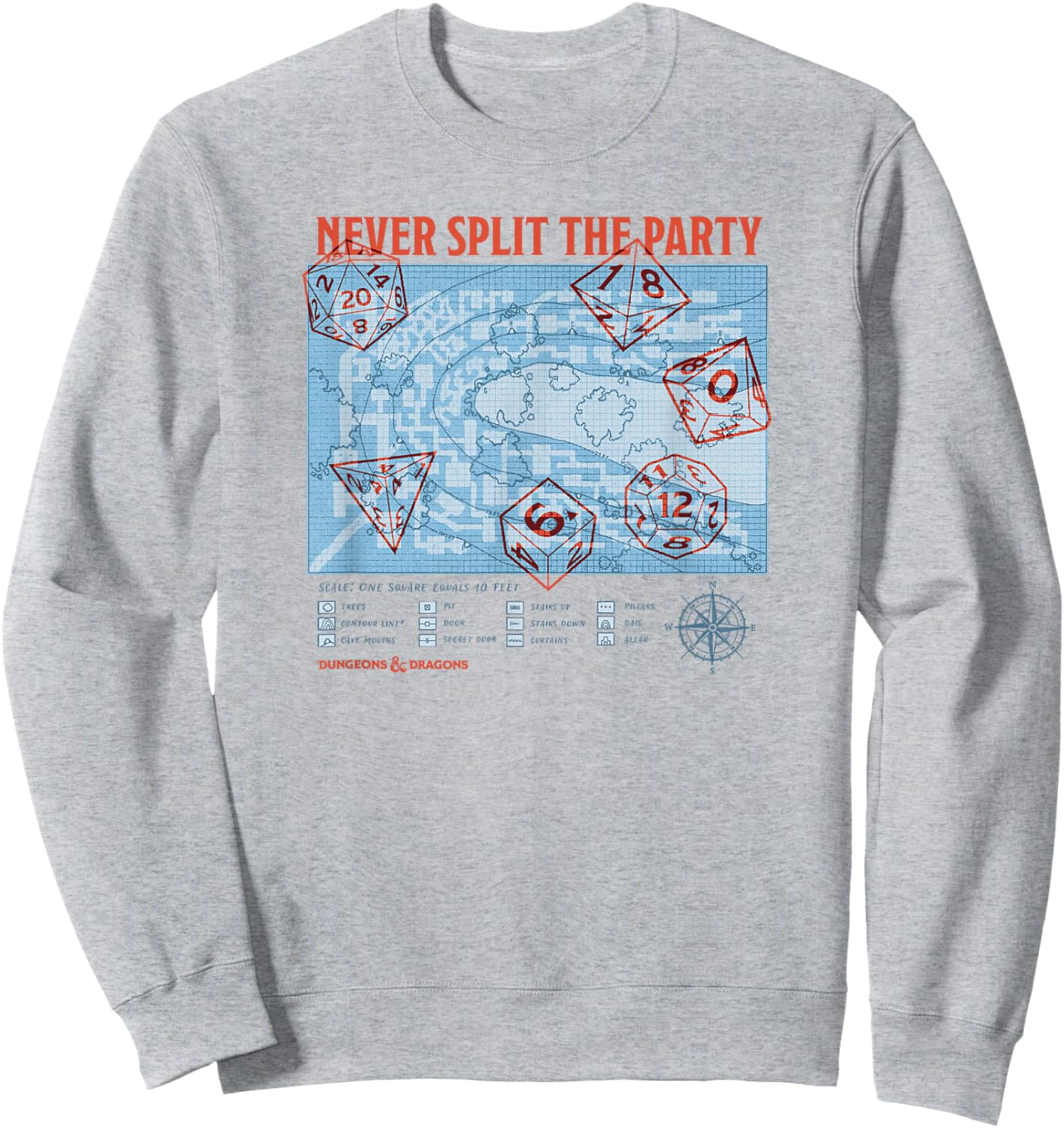Dungeons & Dragons Never Split The Party Dice Poster Sweatshirt - Sweatshirt | Ash