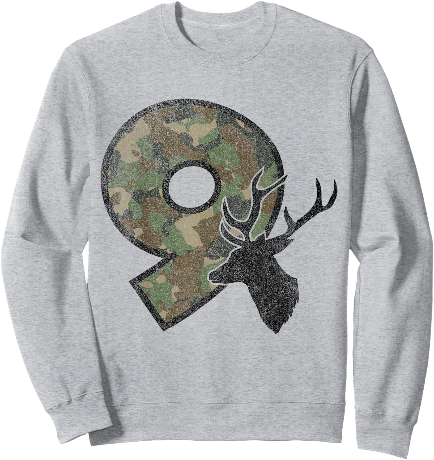 9 Nine Year Old Boy Ninth Birthday Country Camo Deer Hunter Sweatshirt - Sweatshirt | Ash