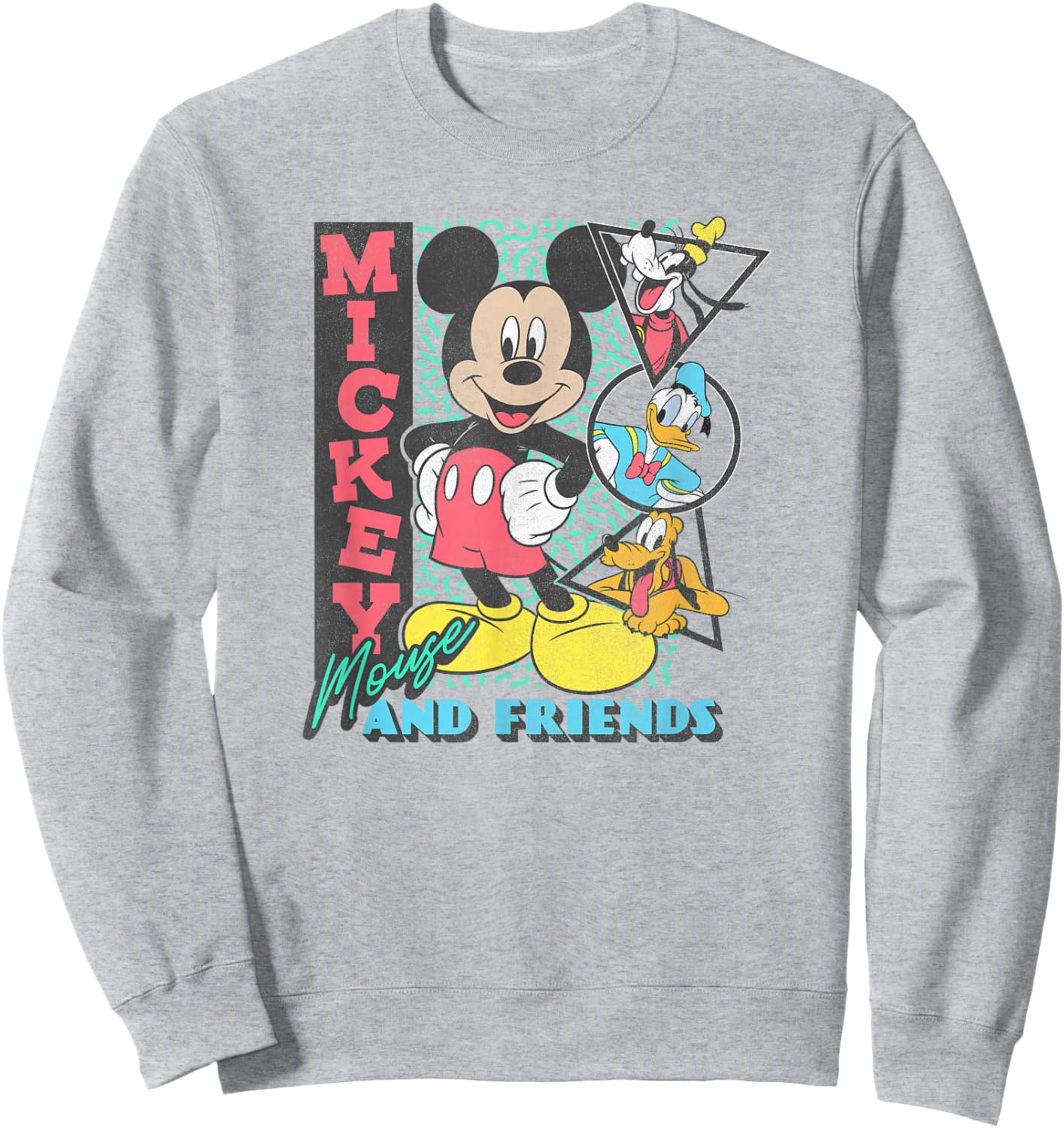 Disney Mickey & Friends Retro 90's Group Poster Sweatshirt - Sweatshirt | Ash