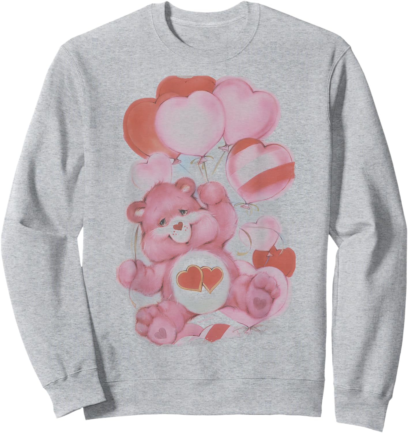 Care Bears Valentine's Day Love-a-Lot Bear Watercolor Hearts Sweatshirt - Sweatshirt | Ash