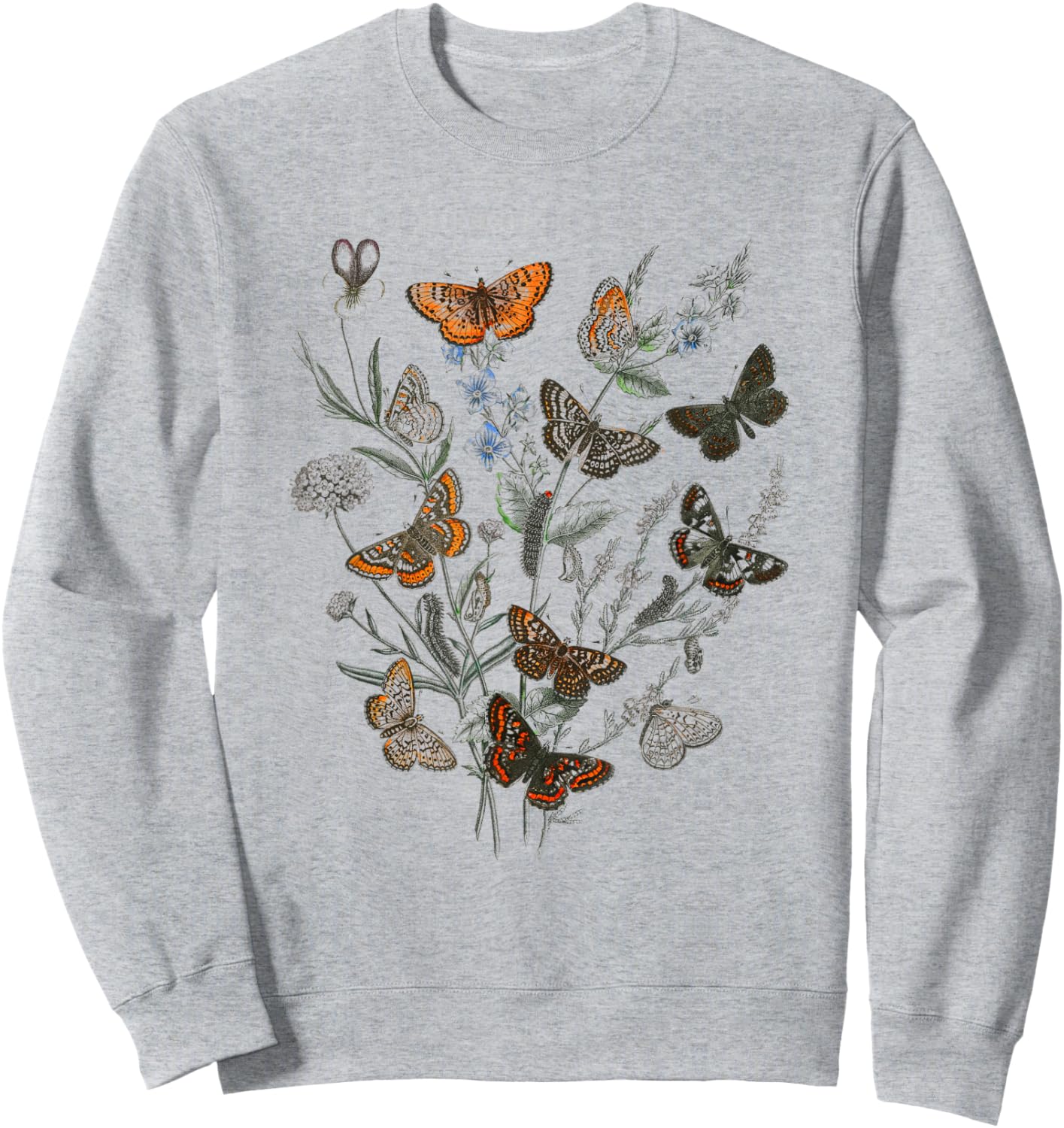 Cute Butterflies Floral Graphic Butterfly Tree Sweatshirt - Sweatshirt | Ash